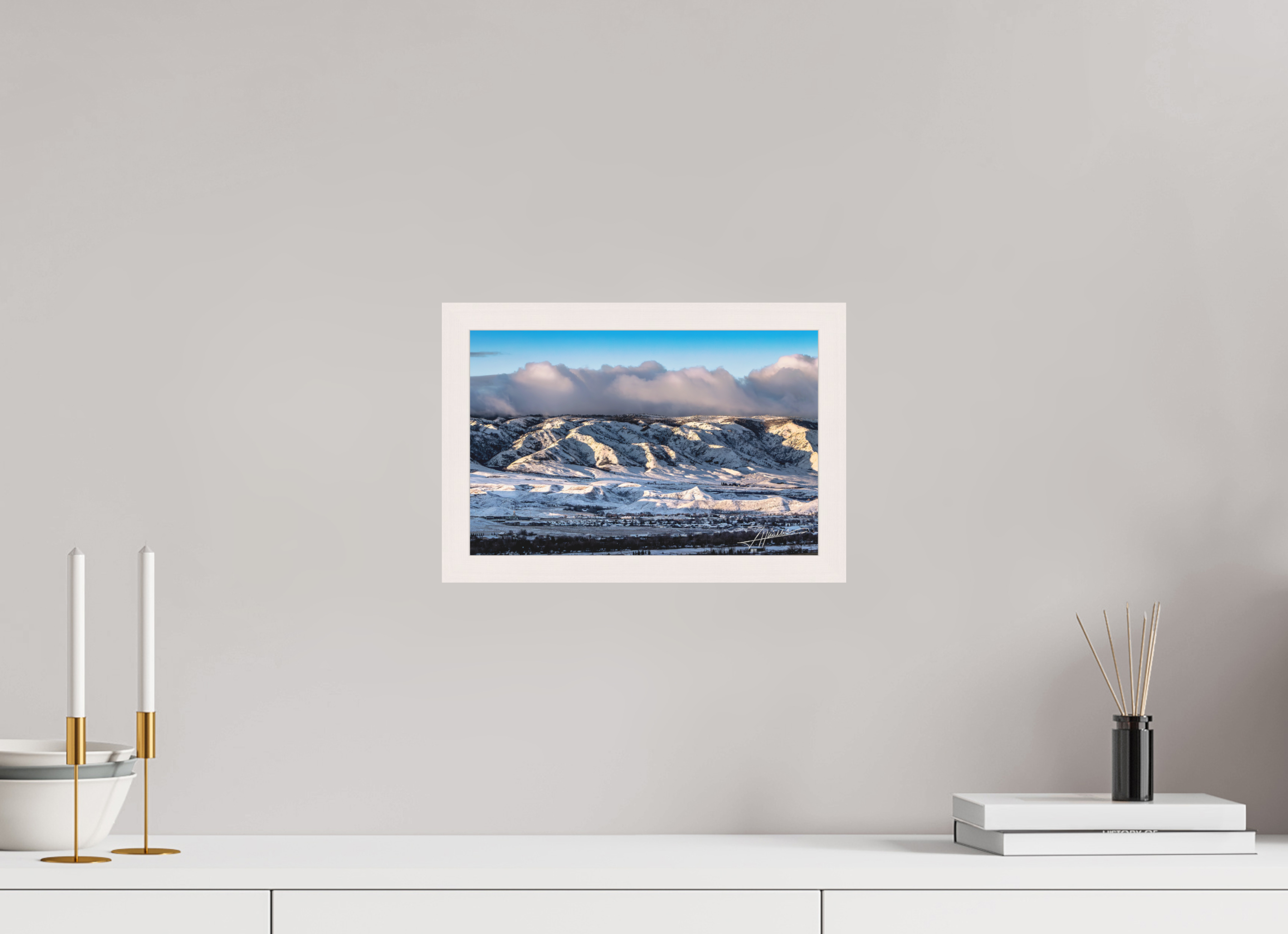 12 x 8″, Shadow Box Frame Sunset After a Snow Storm