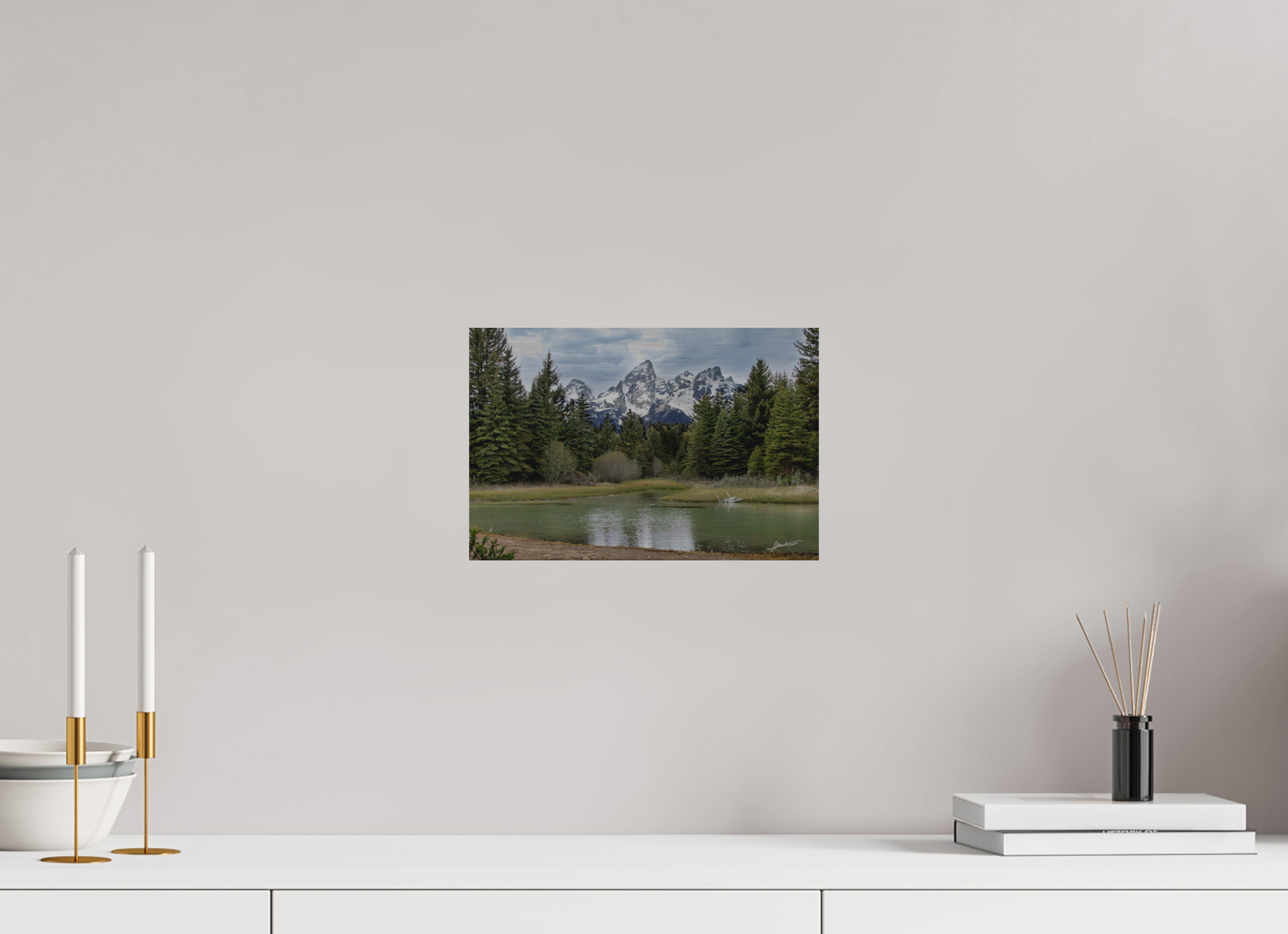 12 x 8″, Direct Brushed Aluminum Mountain Reflection