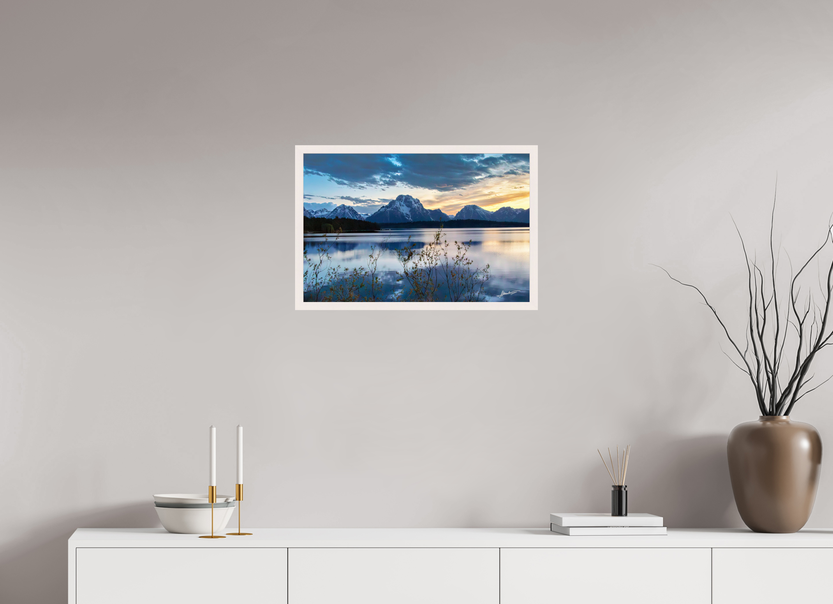 24 x 16″, Gallery Frame Sunset on Jackson Lake