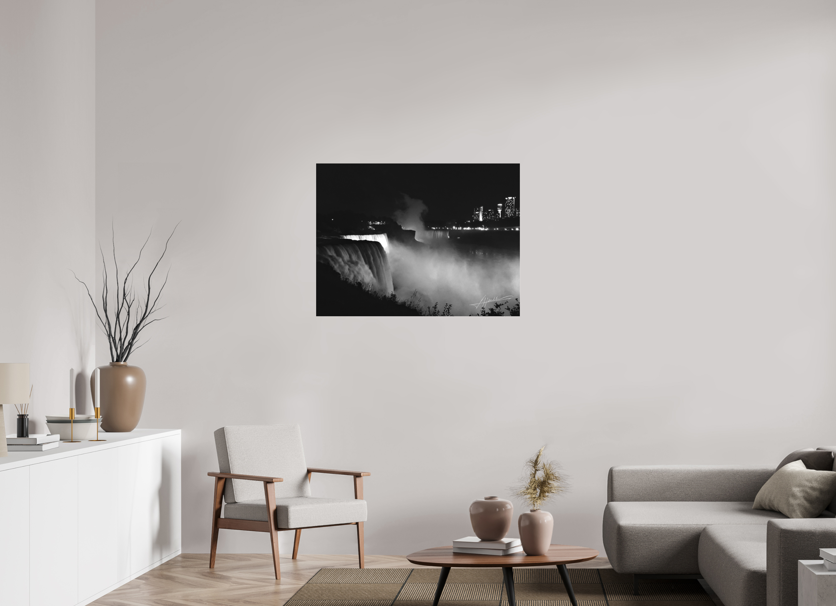 40 x 30″, Ilford BW Acrylic A Night at Niagara