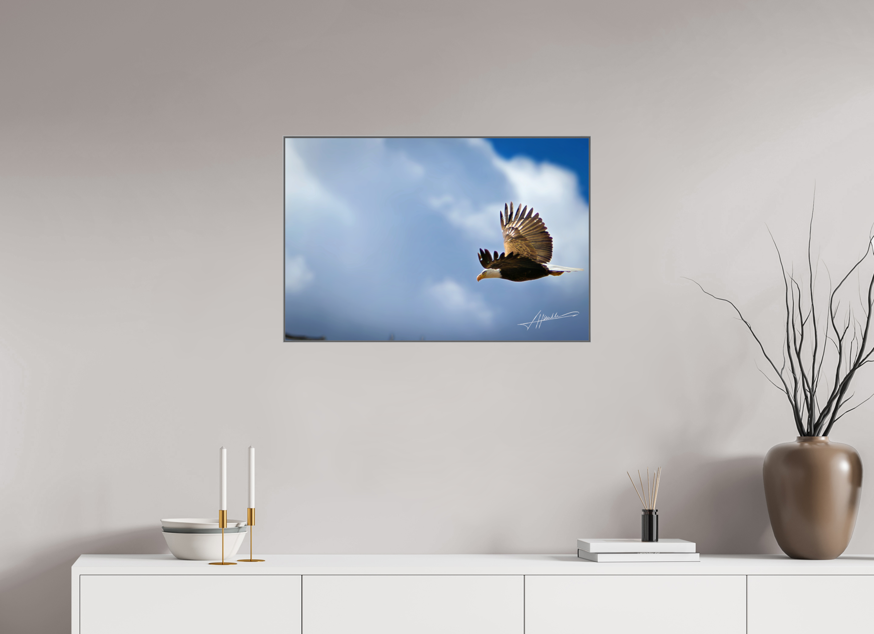 30 x 20″, Aluminum ArtBox Bald Eagle Flying
