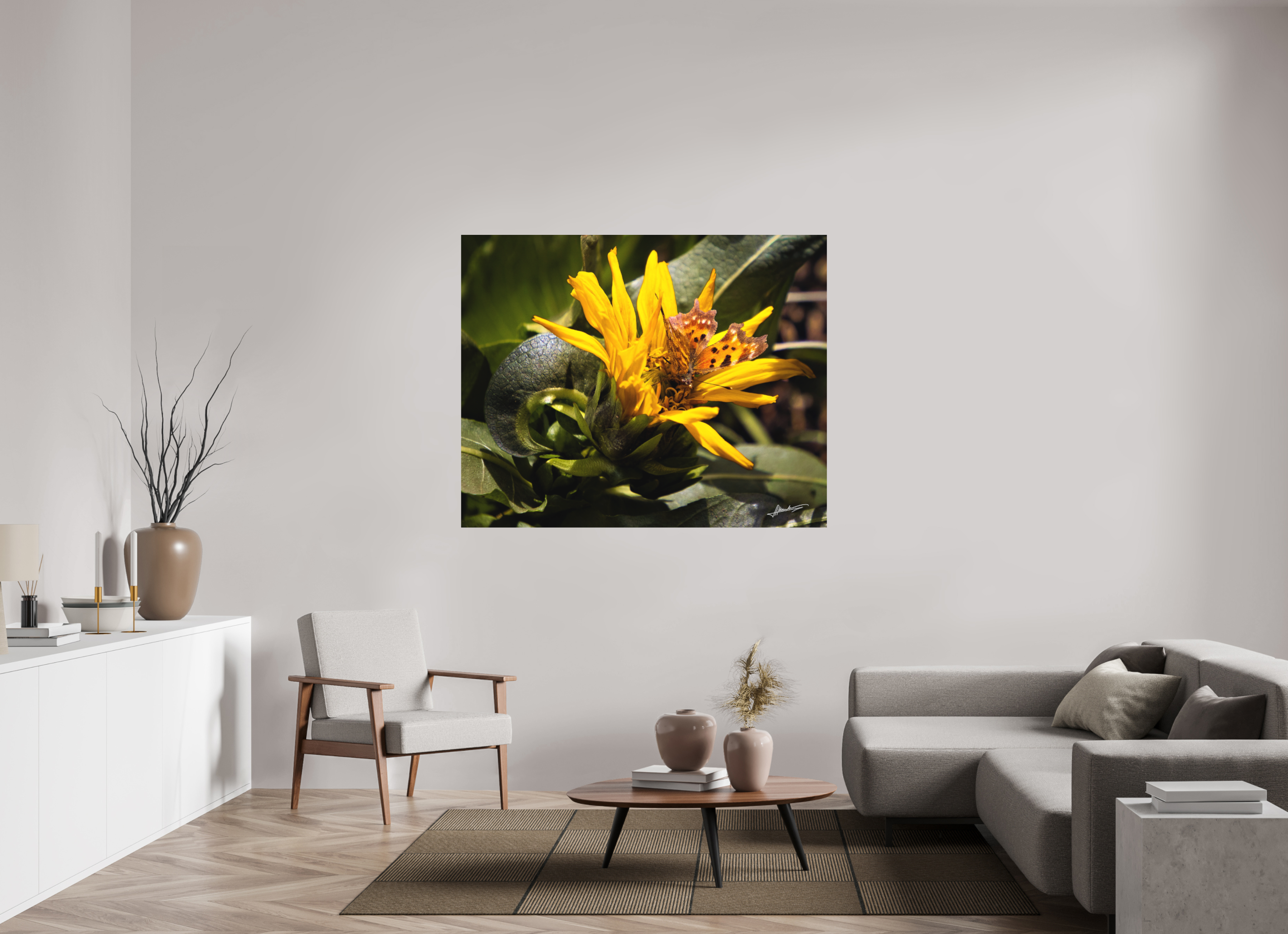 58.7 x 47″, Metal Dibond Busy Butterfly