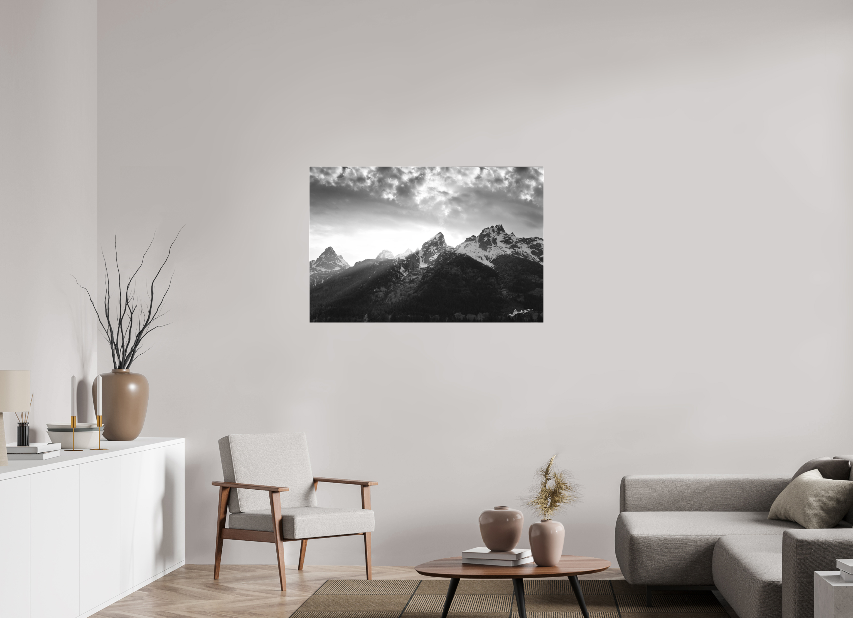 45 x 30″, Ilford BW Acrylic Nostalgic Tetons