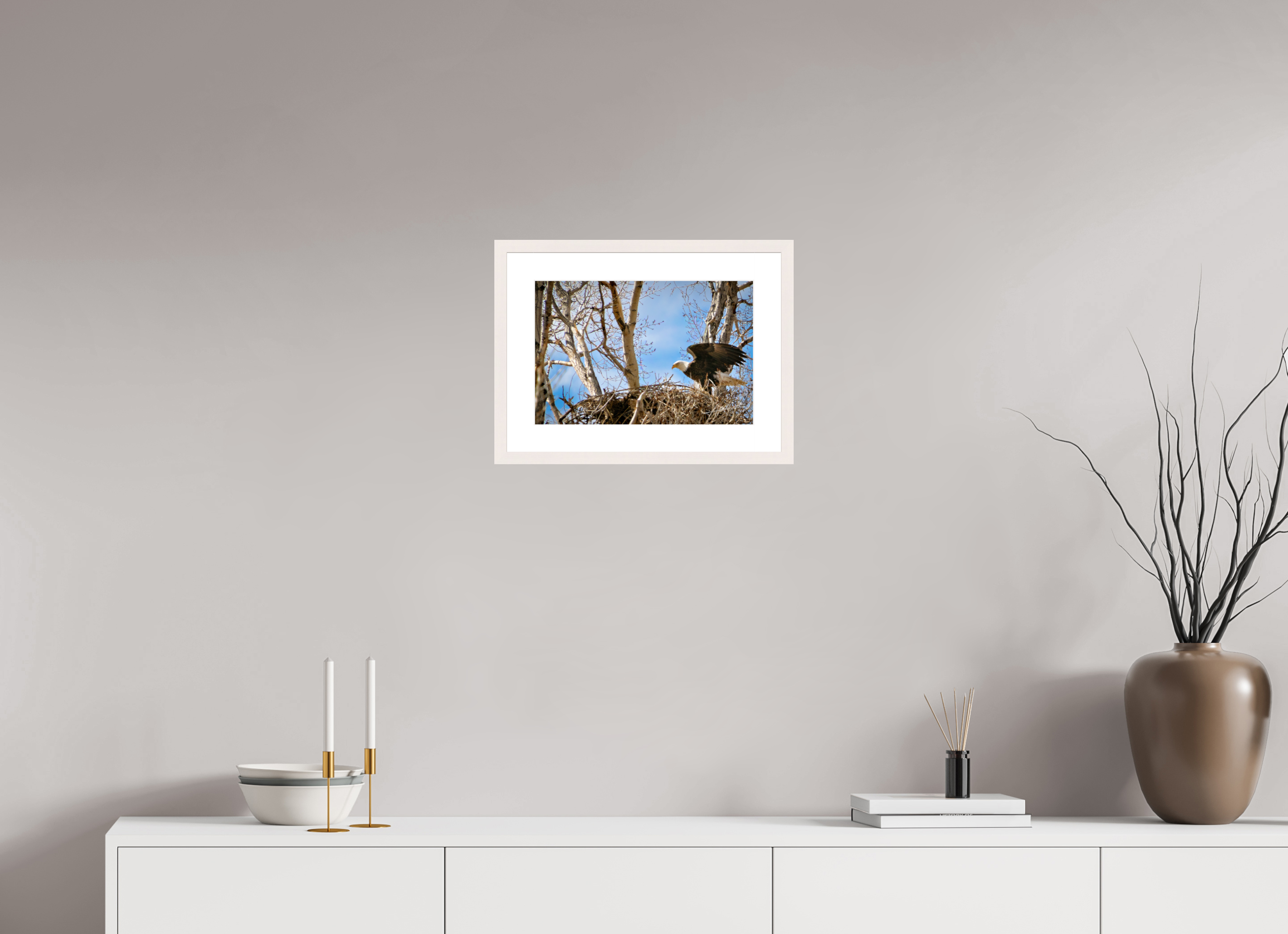 15 x 10″, Solid Wood Frame with Passe-partout The Eagles Nest