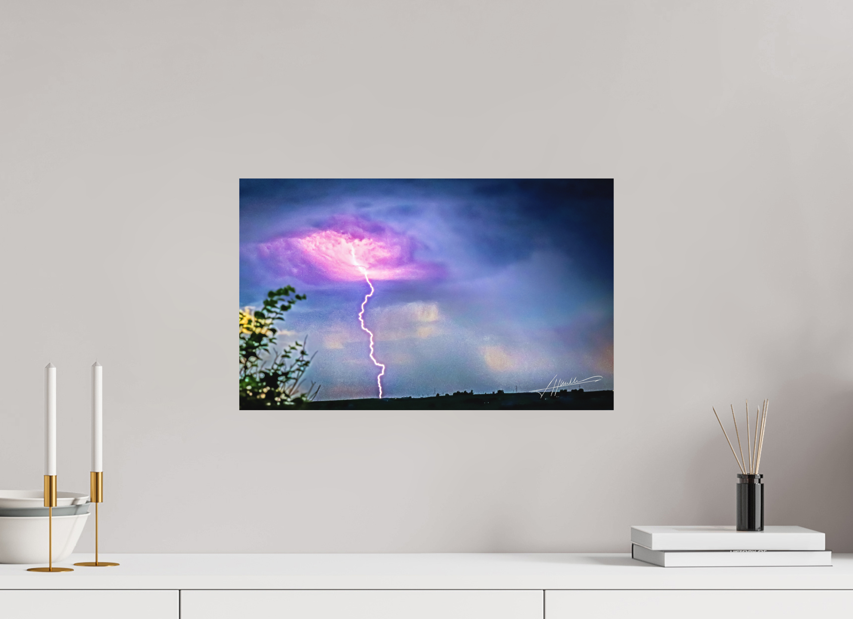 19.4 x 12″, Metal Dibond Lightning Strike