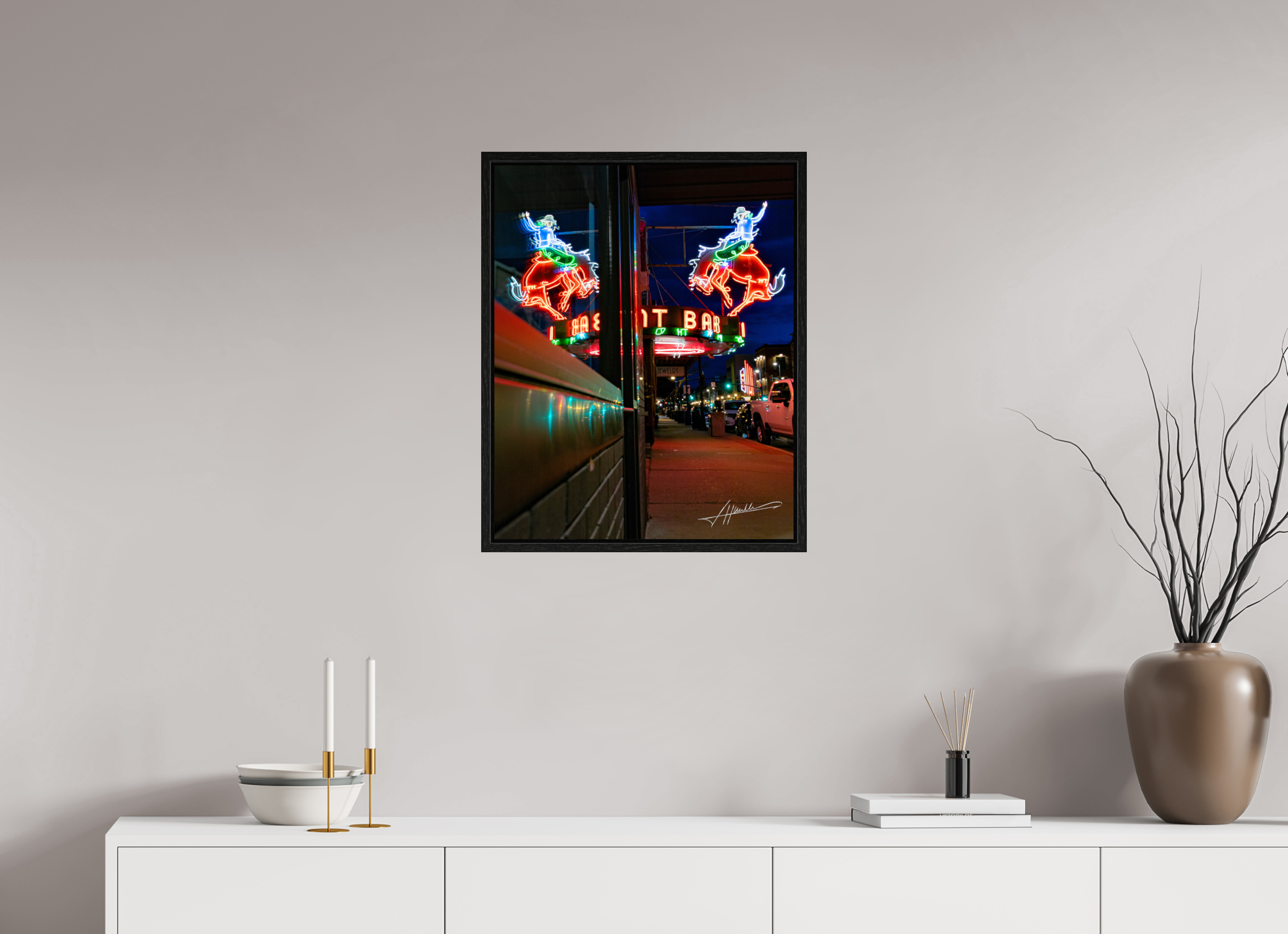 20 x 25″, Floater Frame Mint Bar Sherridan