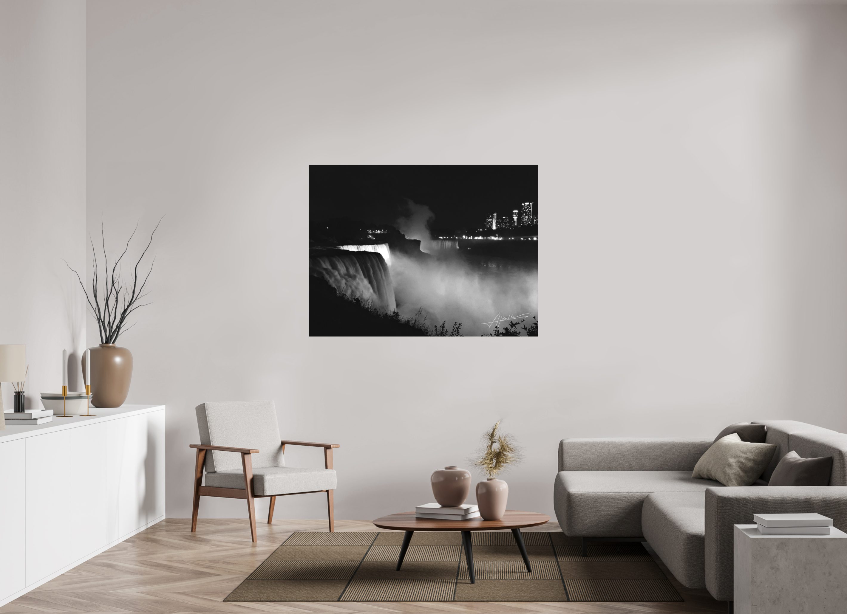 56 x 42″, Ilford BW Acrylic A Night at Niagara