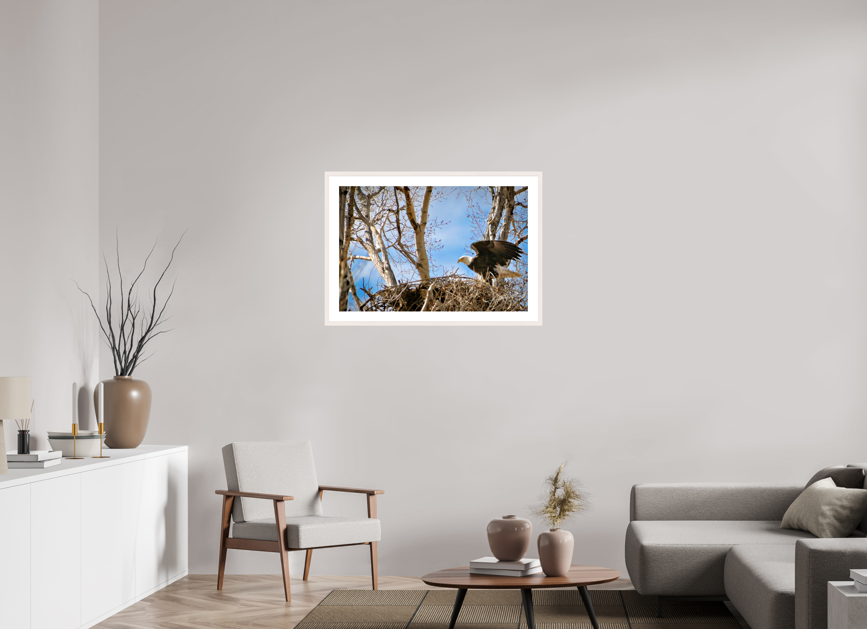 36 x 24″, Solid Wood Frame with Passe-partout The Eagles Nest