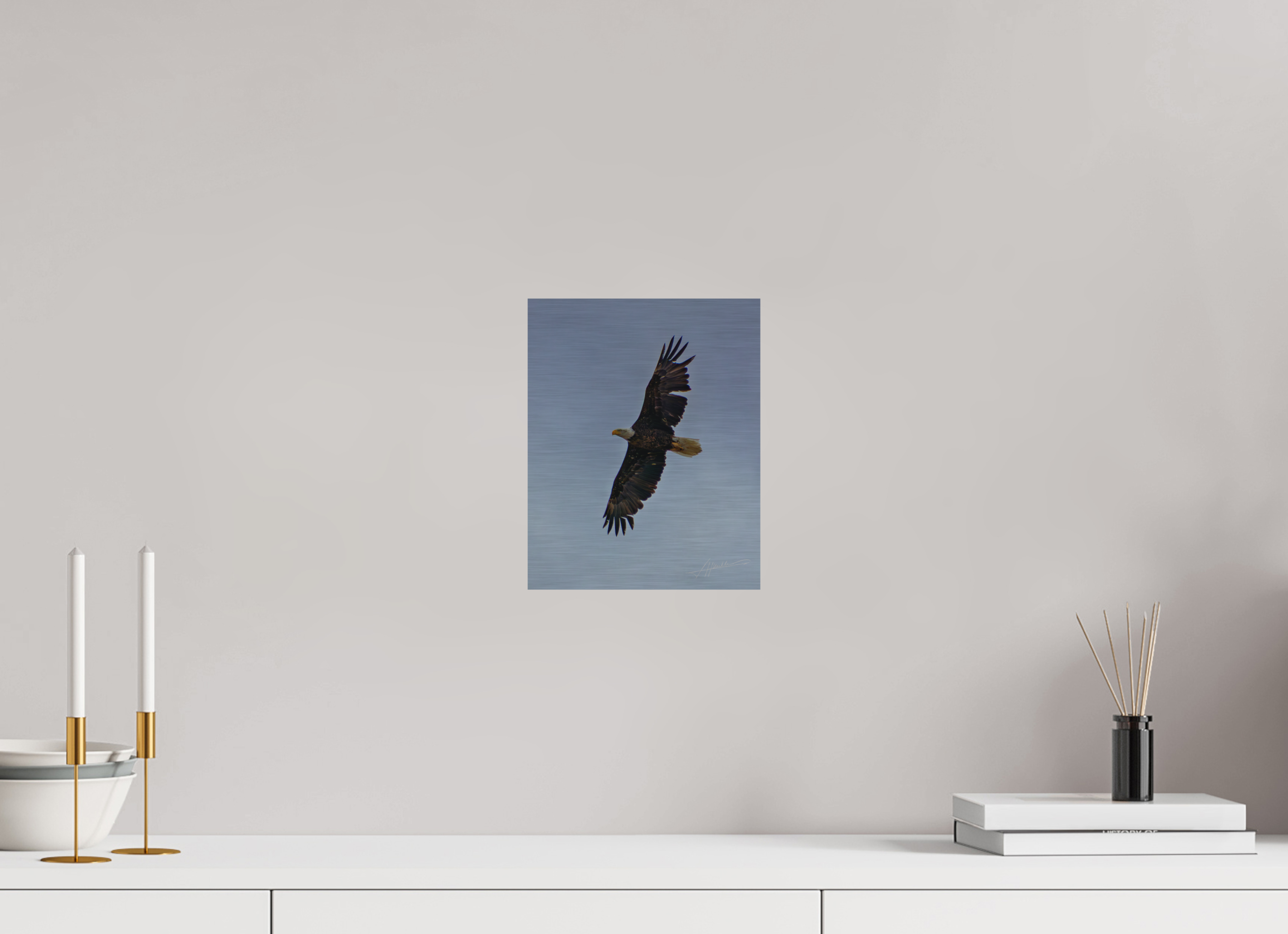 8 x 10″, Direct Brushed Aluminum Wings Spread
