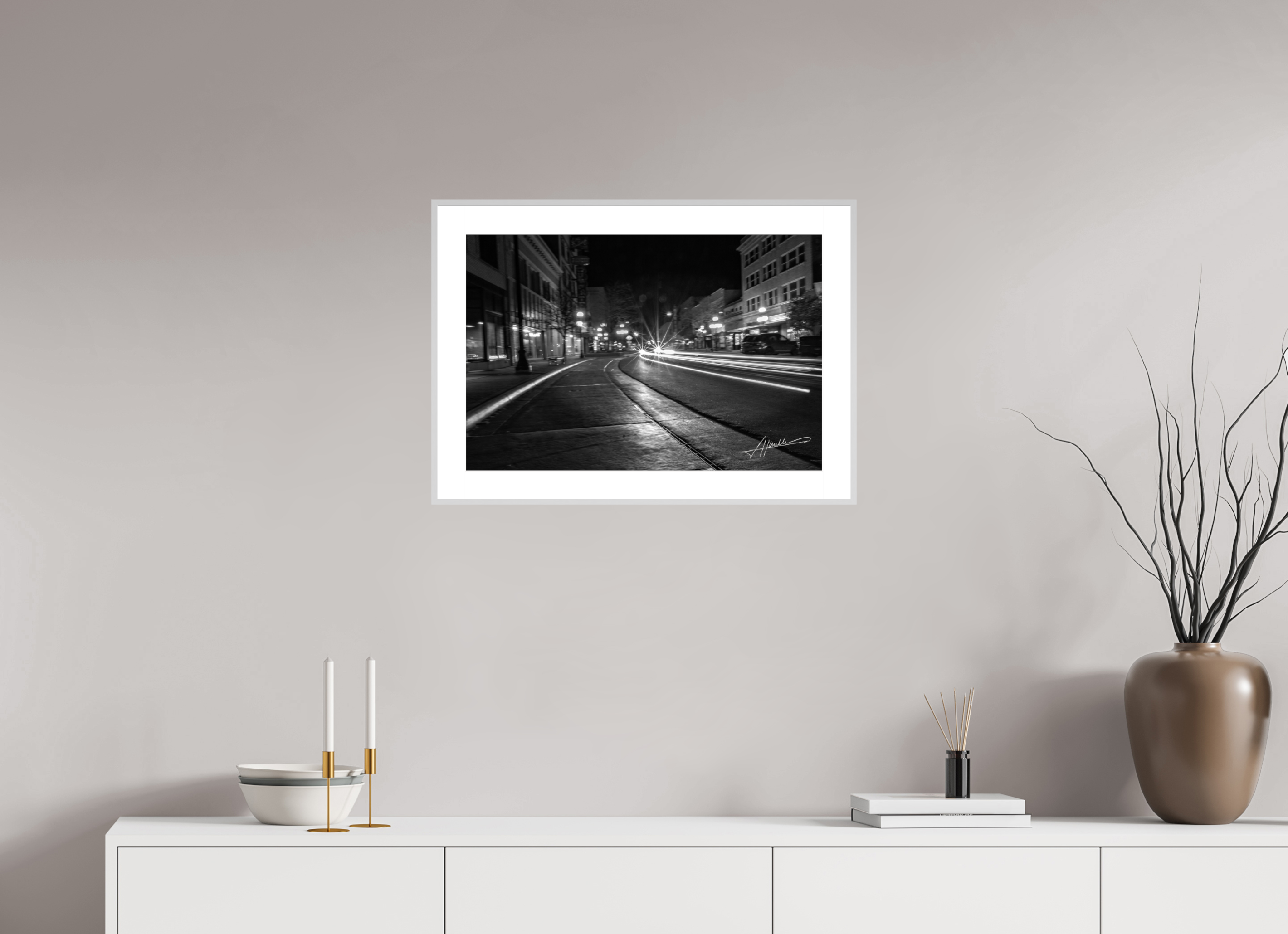 24 x 16″, Changeable Magnetic Frame A Street at Night