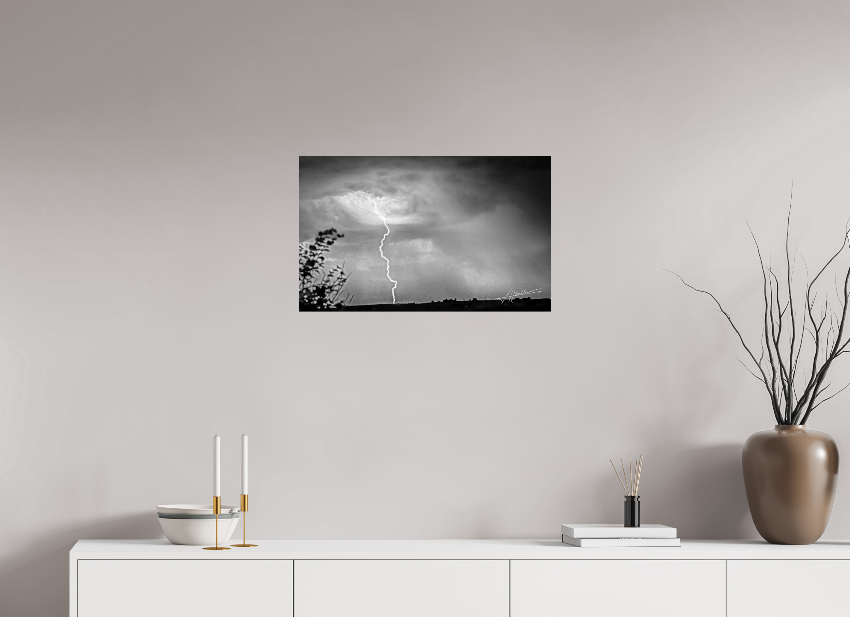 25.9 x 16″, Photo Print On Ilford Baryta Paper Lightning Strike