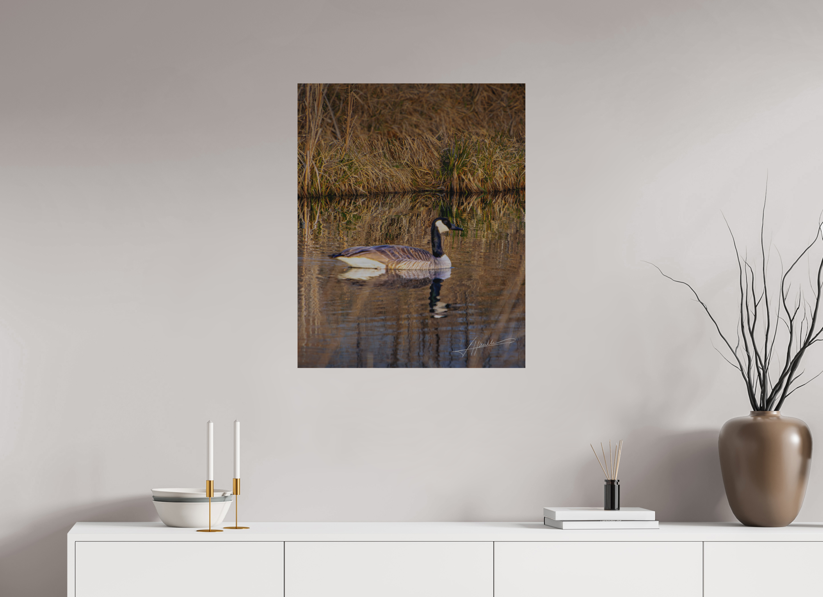 24 x 30″, Direct Brushed Aluminum A Swimming Reflection