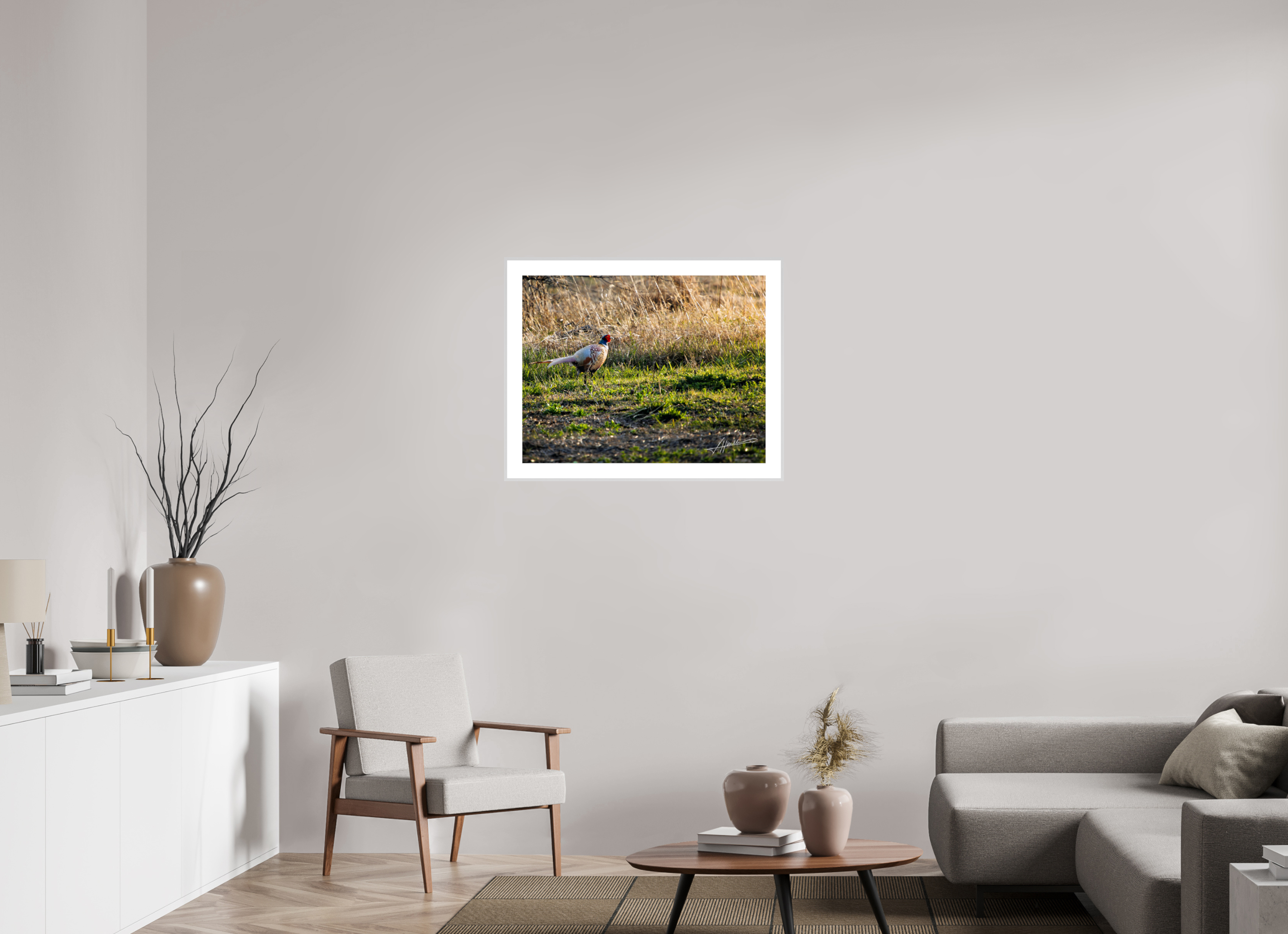 31.1 x 24″, Changeable Magnetic Frame Evening Pheasant
