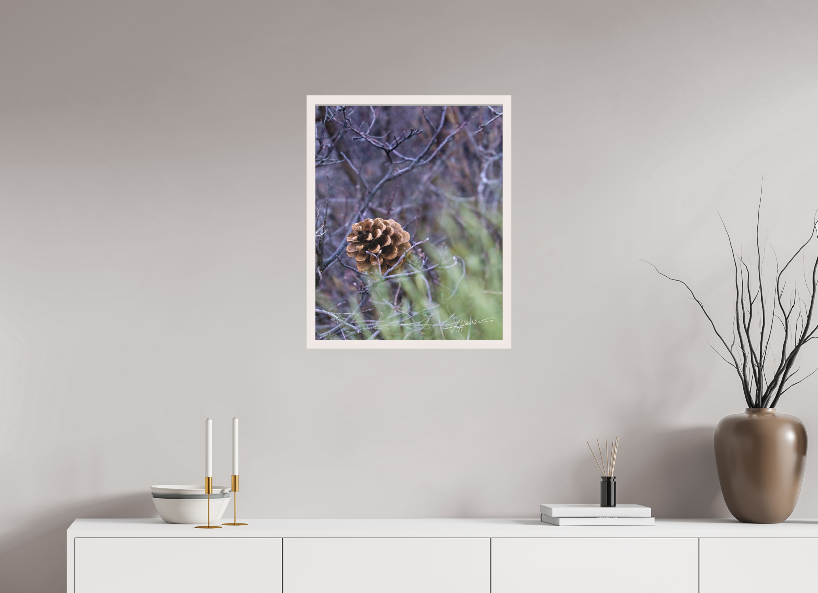 20 x 25″, Shadow Box Frame Mountain Pinecone