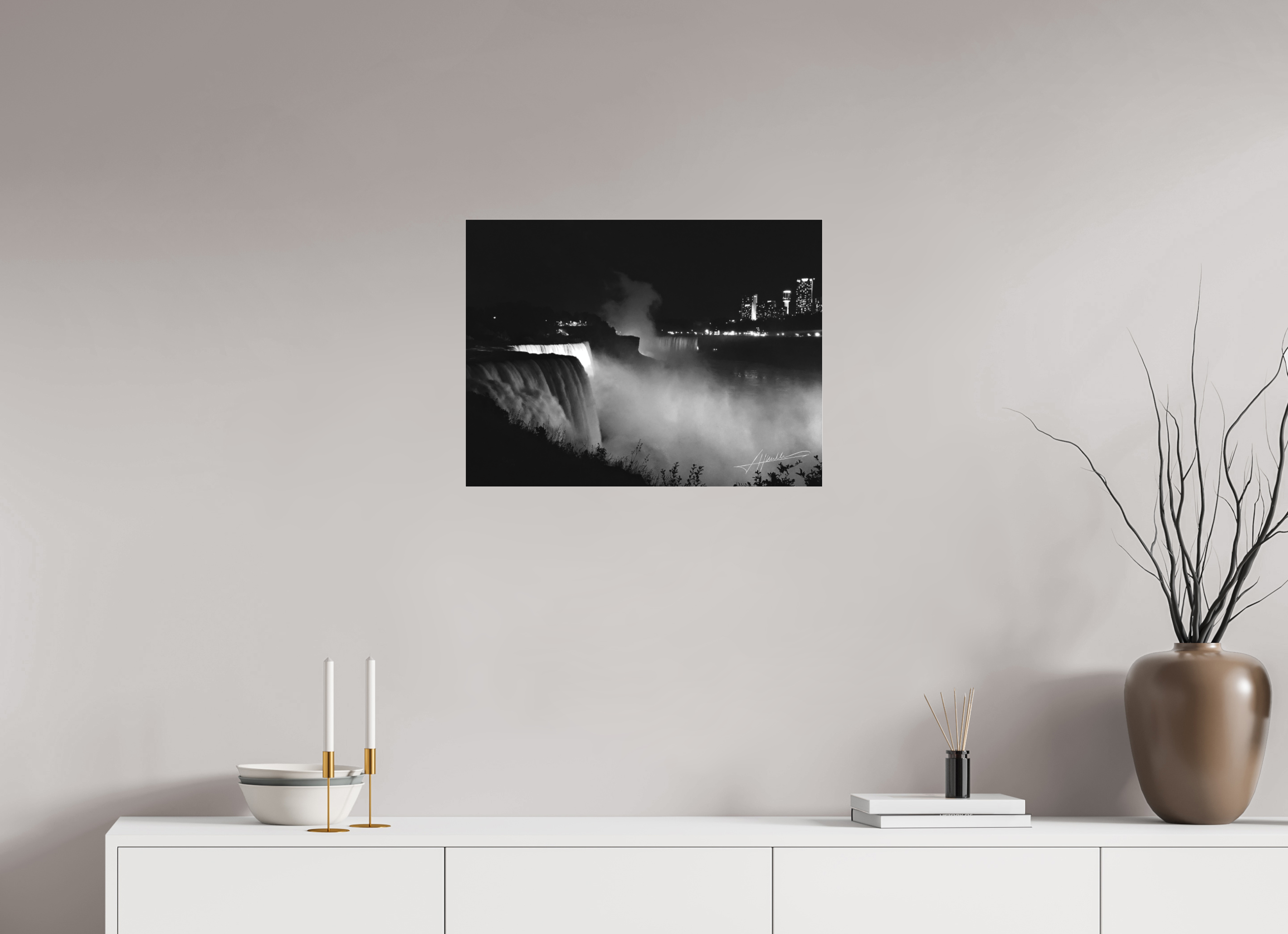 24 x 18″, Ilford BW Acrylic A Night at Niagara