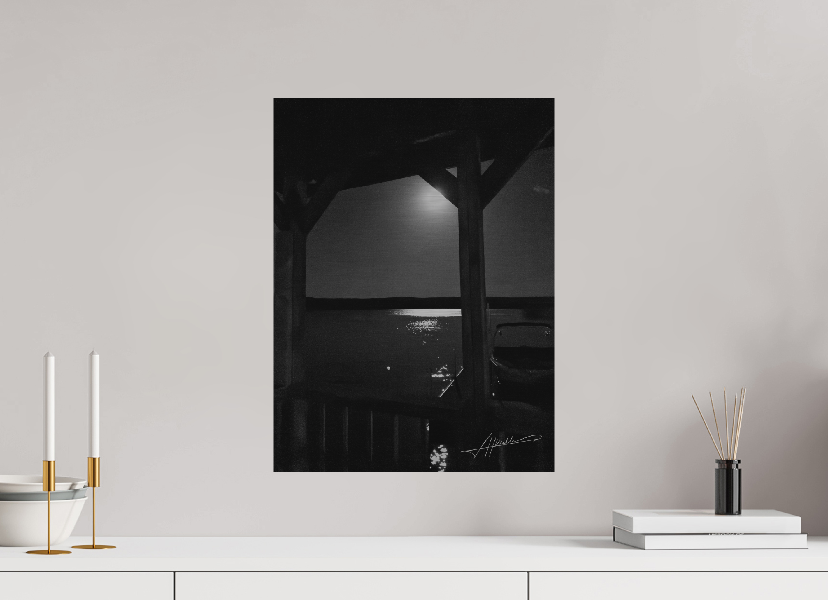15 x 20″, Direct Brushed Aluminum A Night on the Water