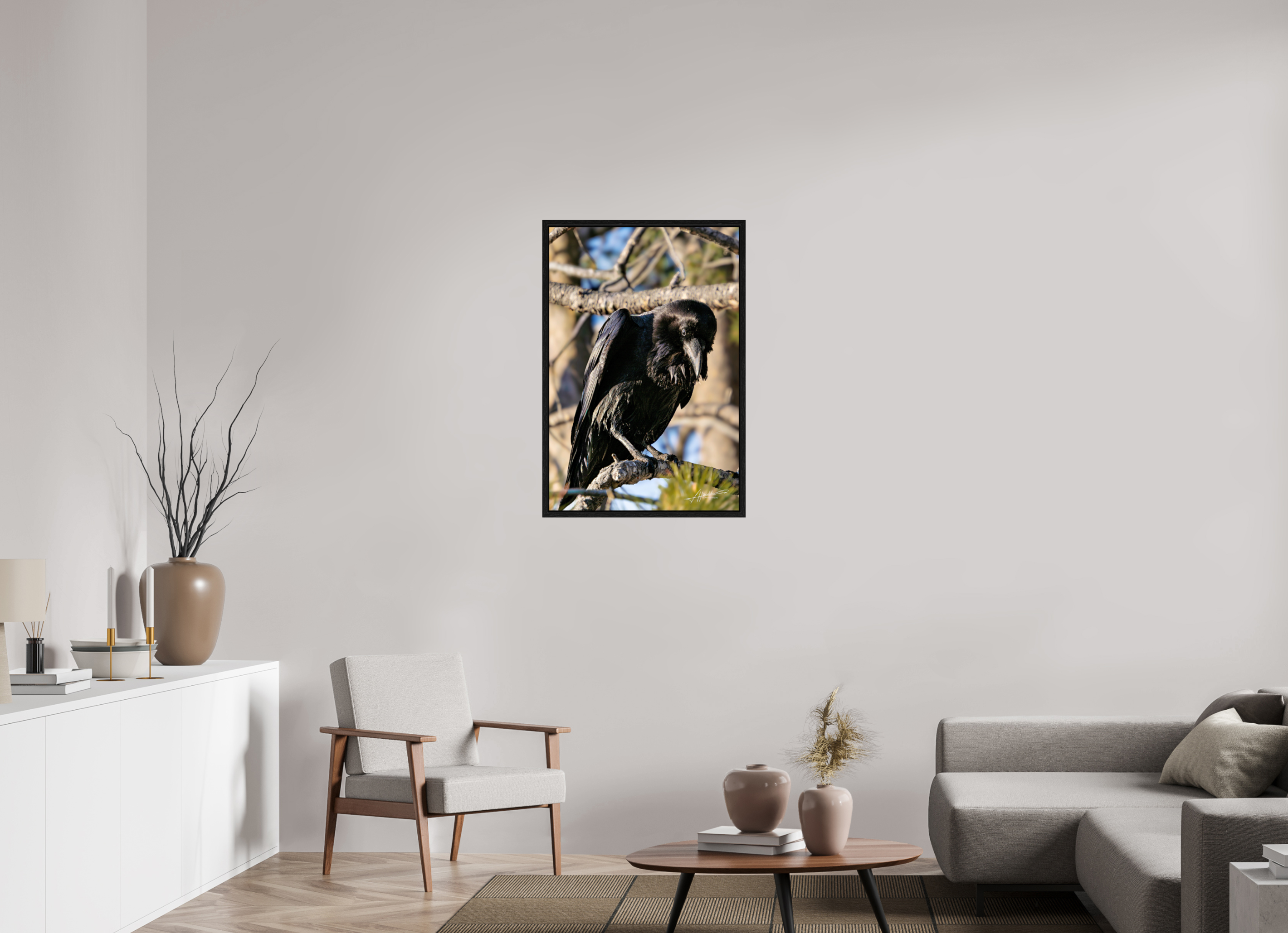 24 x 36″, Floater Frame Morning Raven