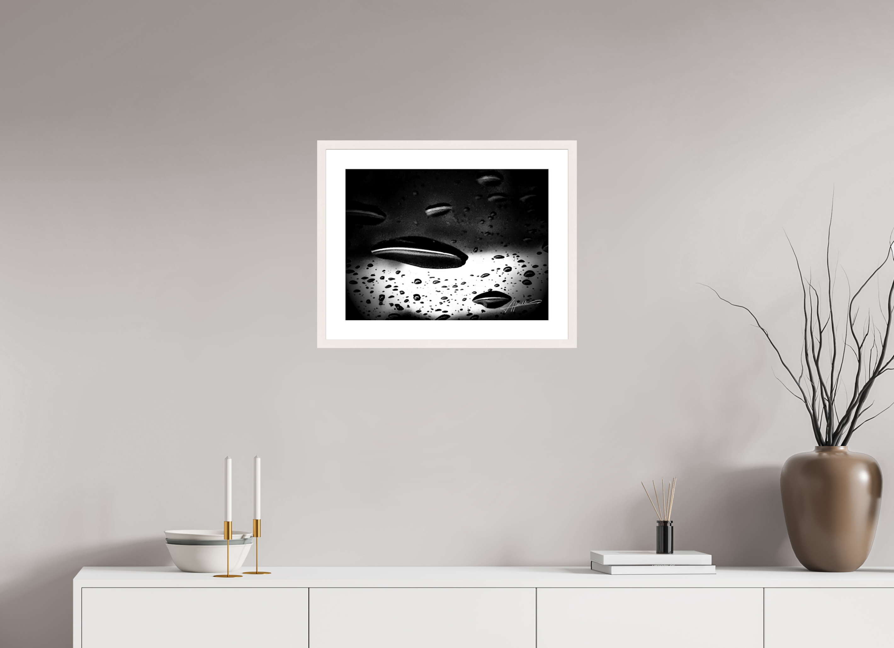 20 x 15″, Solid Wood Frame with Passe-partout Collection of Water