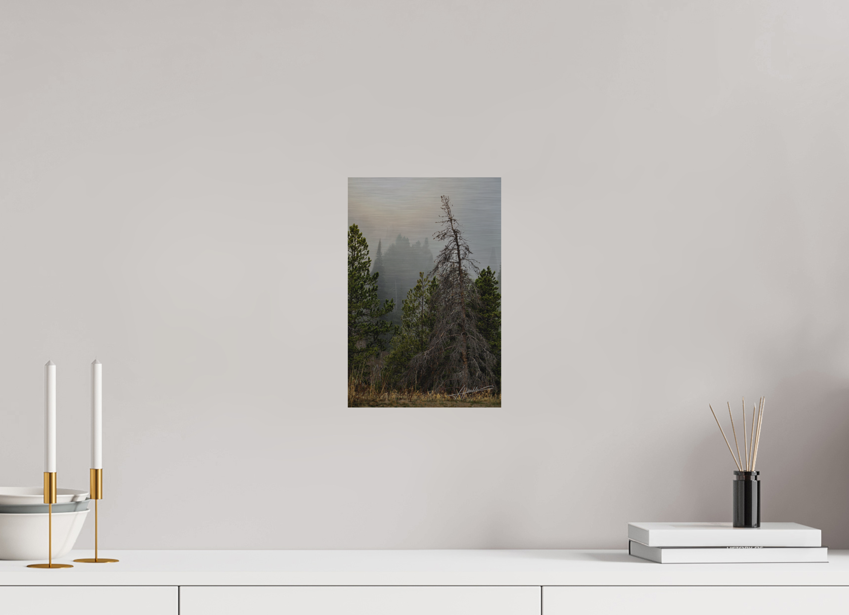 8 x 12″, Direct Brushed Aluminum The Lifting Fog