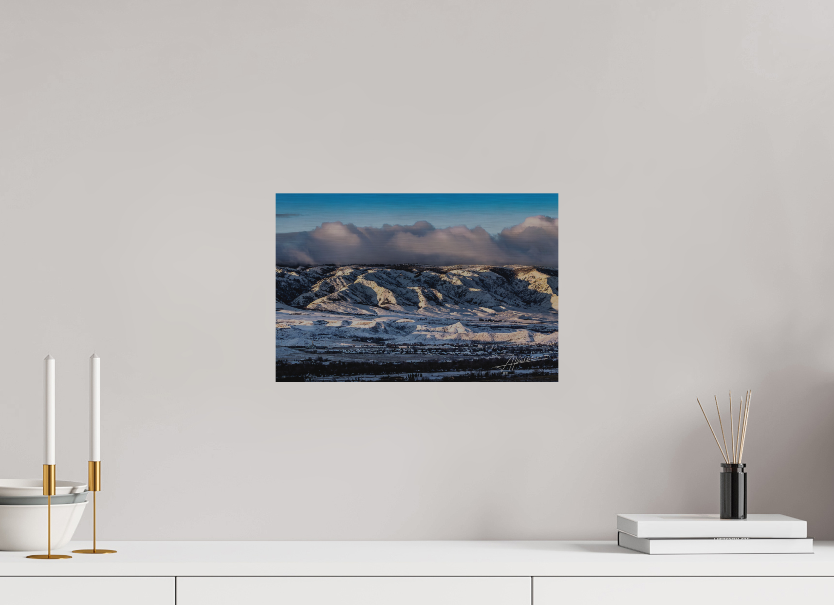 15 x 10″, Direct Brushed Aluminum Sunset After a Snow Storm