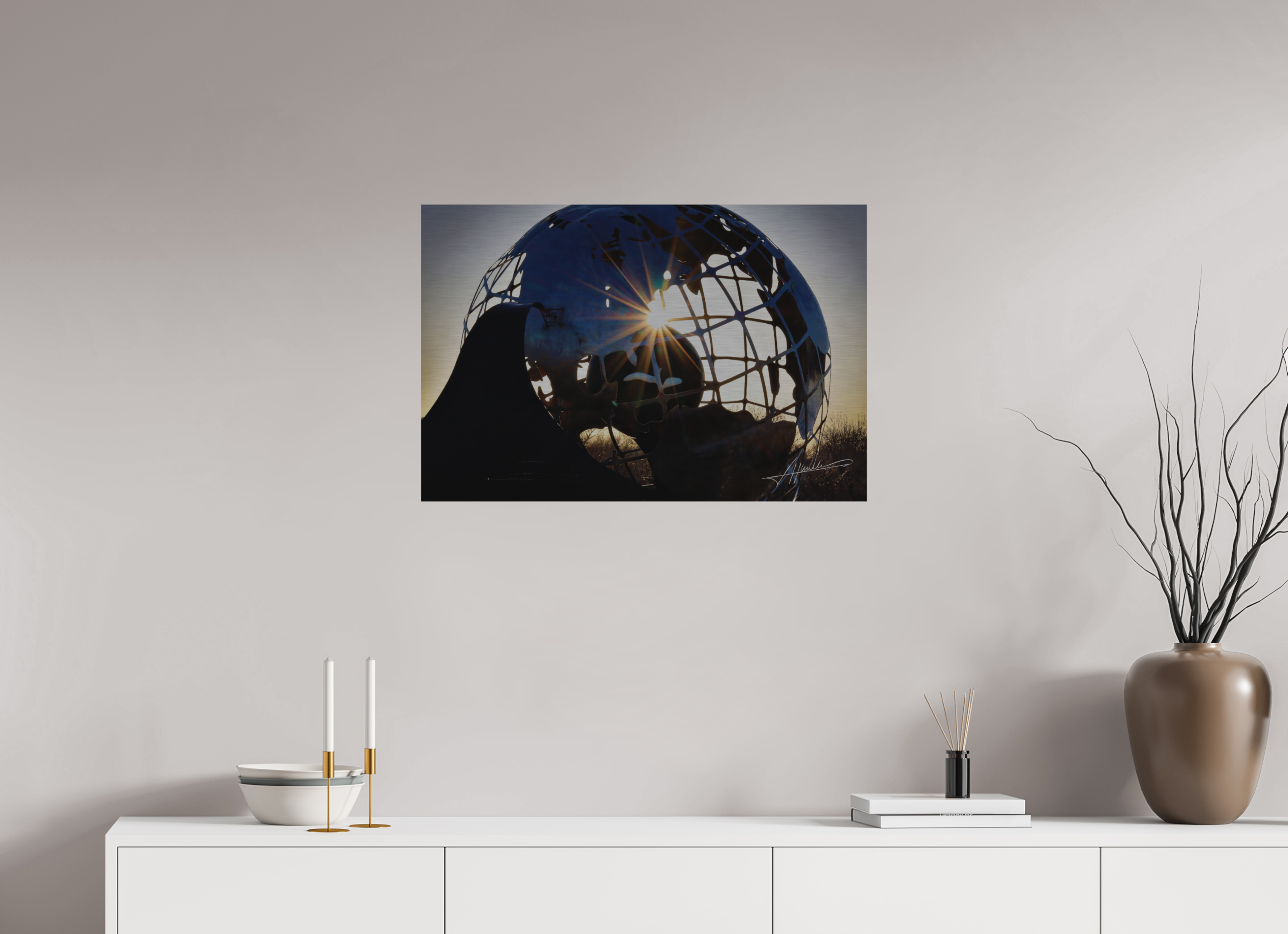 30 x 20″, Direct Brushed Aluminum Oilfield Sculpture