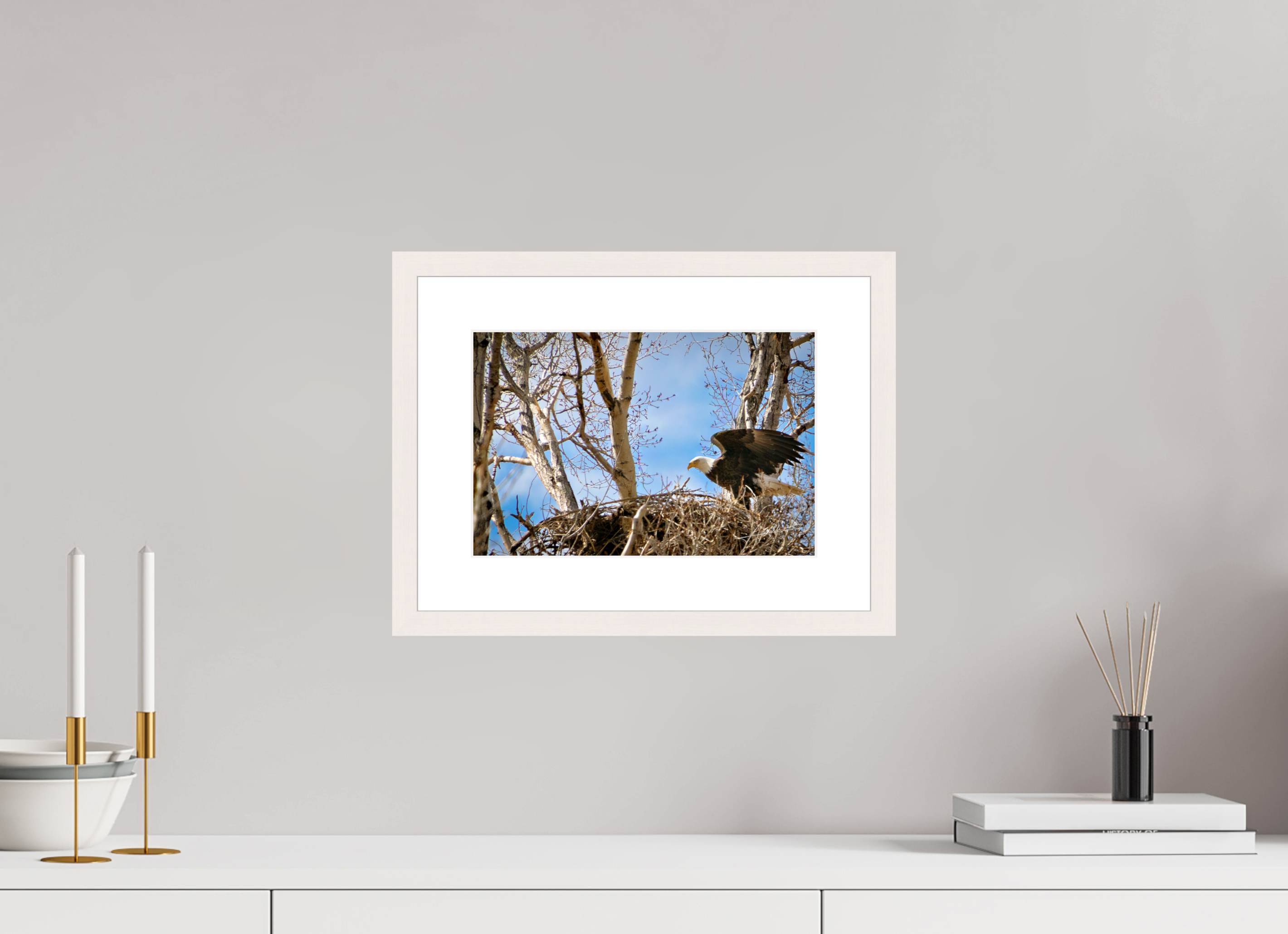 12 x 8″, Solid Wood Frame with Passe-partout The Eagles Nest