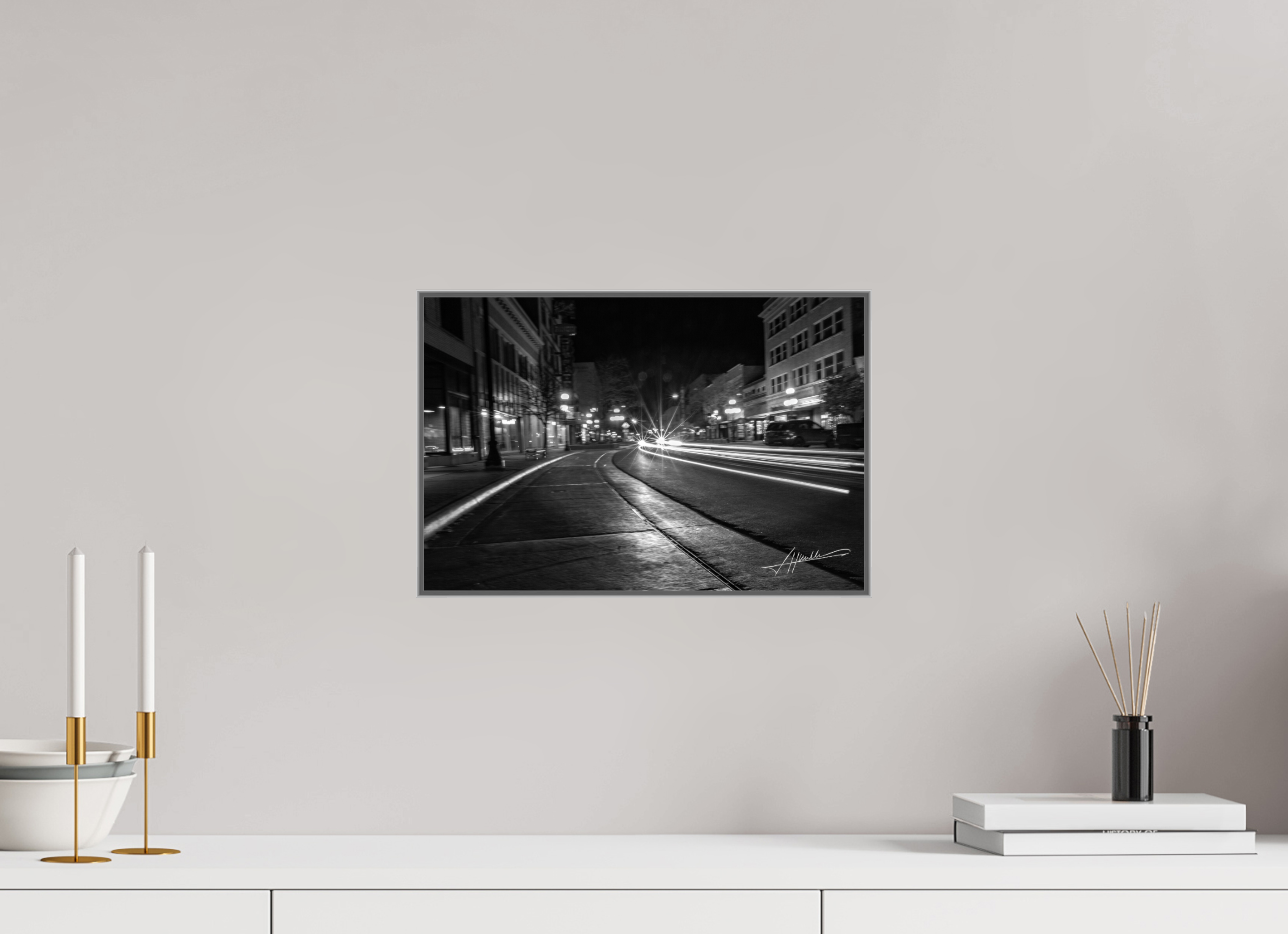 15 x 10″, Aluminum ArtBox A Street at Night