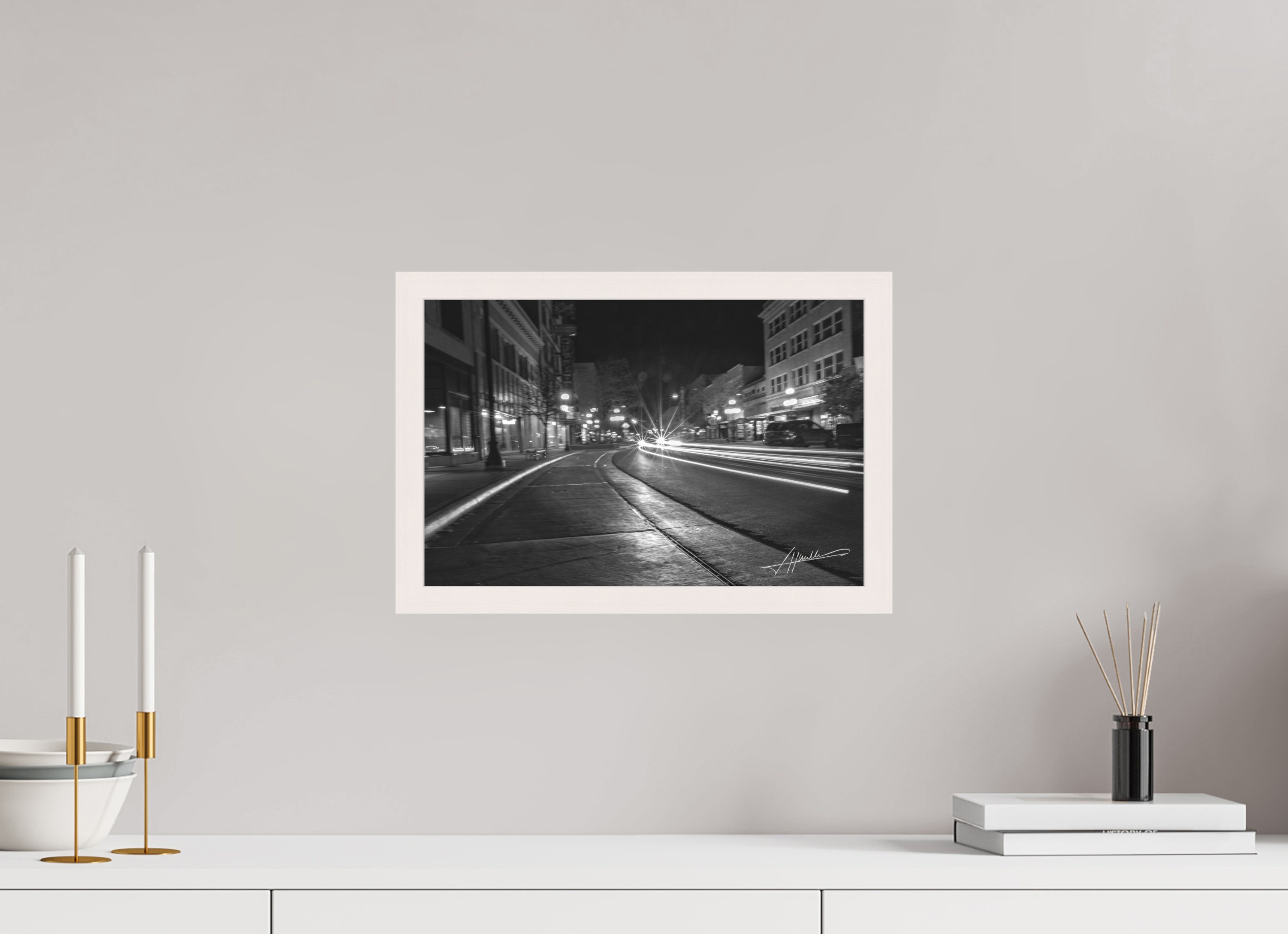 15 x 10″, Shadow Box Frame A Street at Night
