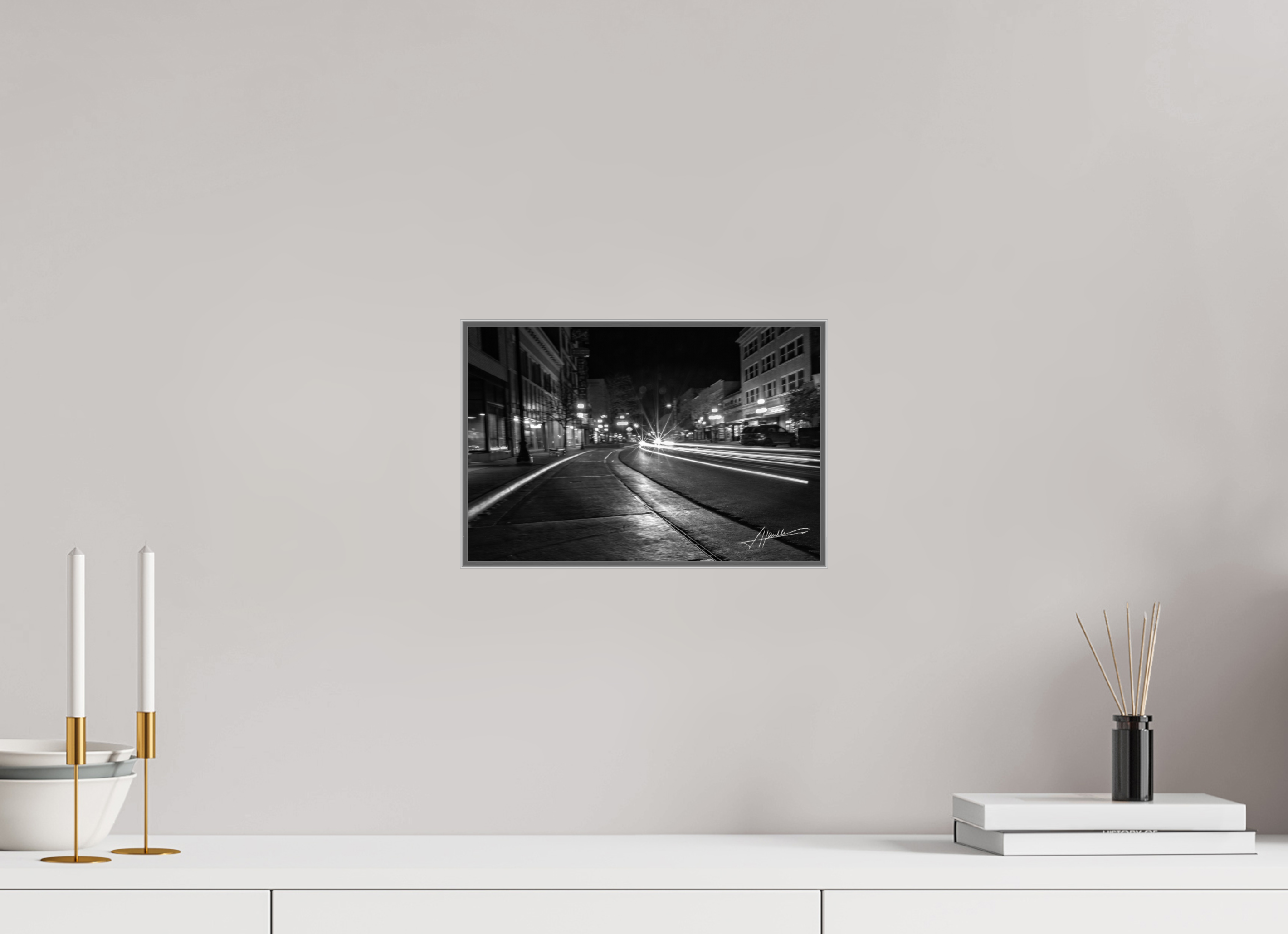 12 x 8″, Aluminum ArtBox A Street at Night