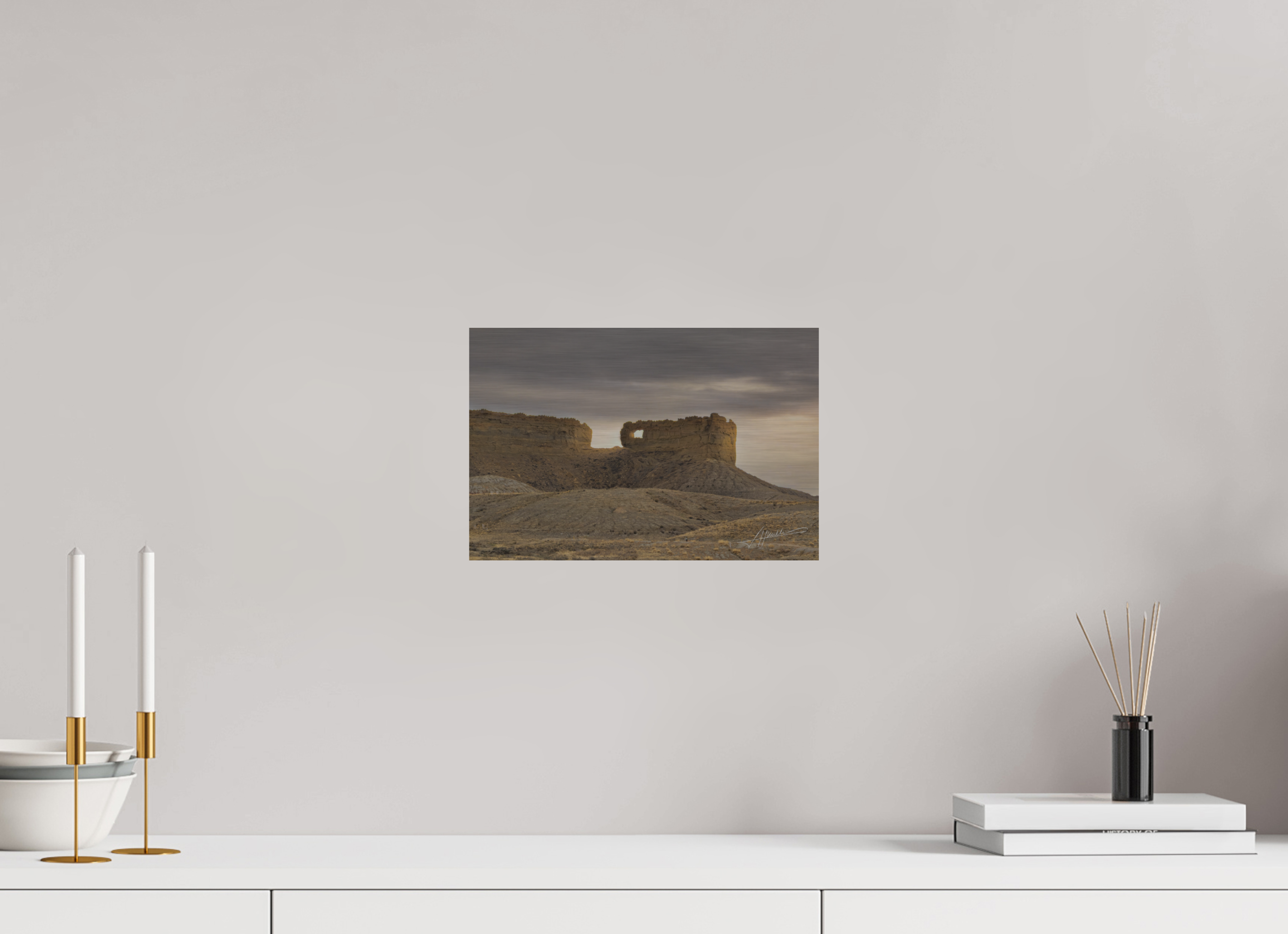 12 x 8″, Direct Brushed Aluminum Sun on the Buttes
