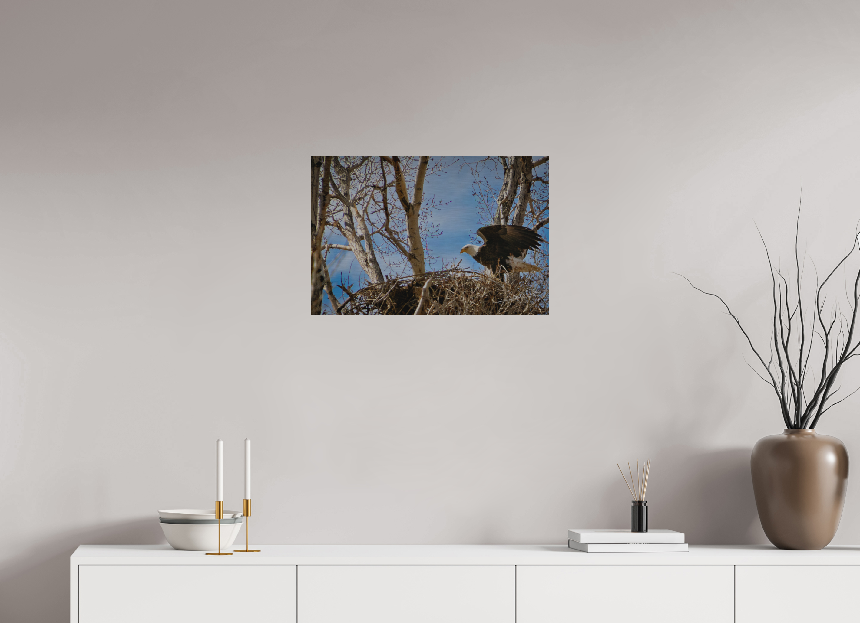 24 x 16″, Direct Brushed Aluminum The Eagles Nest