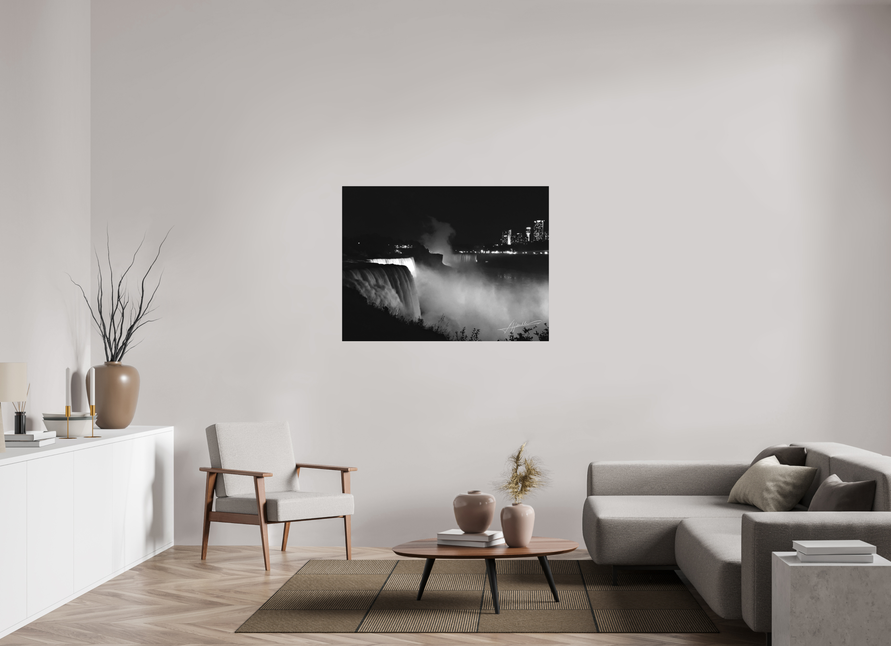 48 x 36″, Ilford Aluminum BW A Night at Niagara