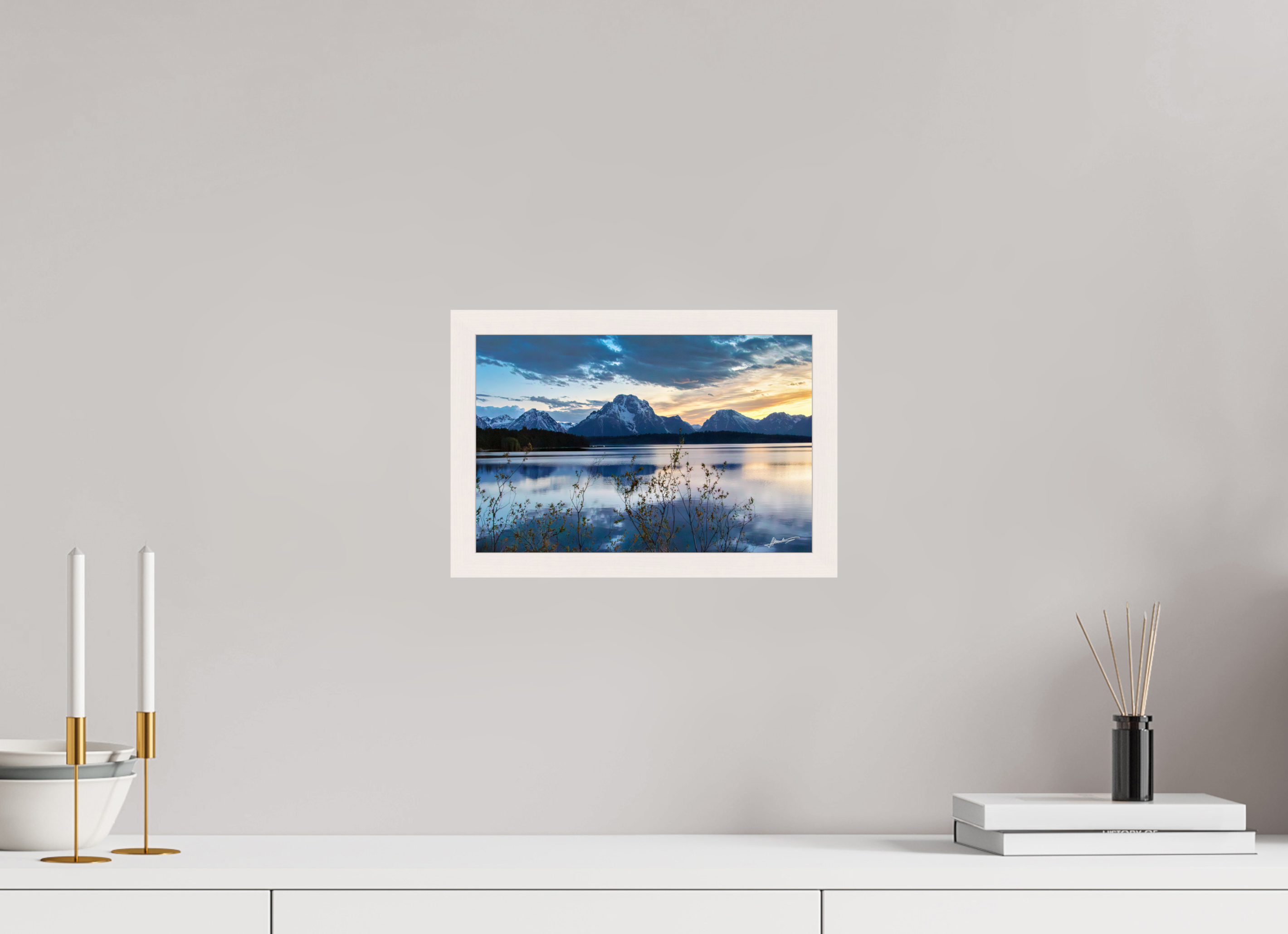 12 x 8″, Gallery Frame Sunset on Jackson Lake