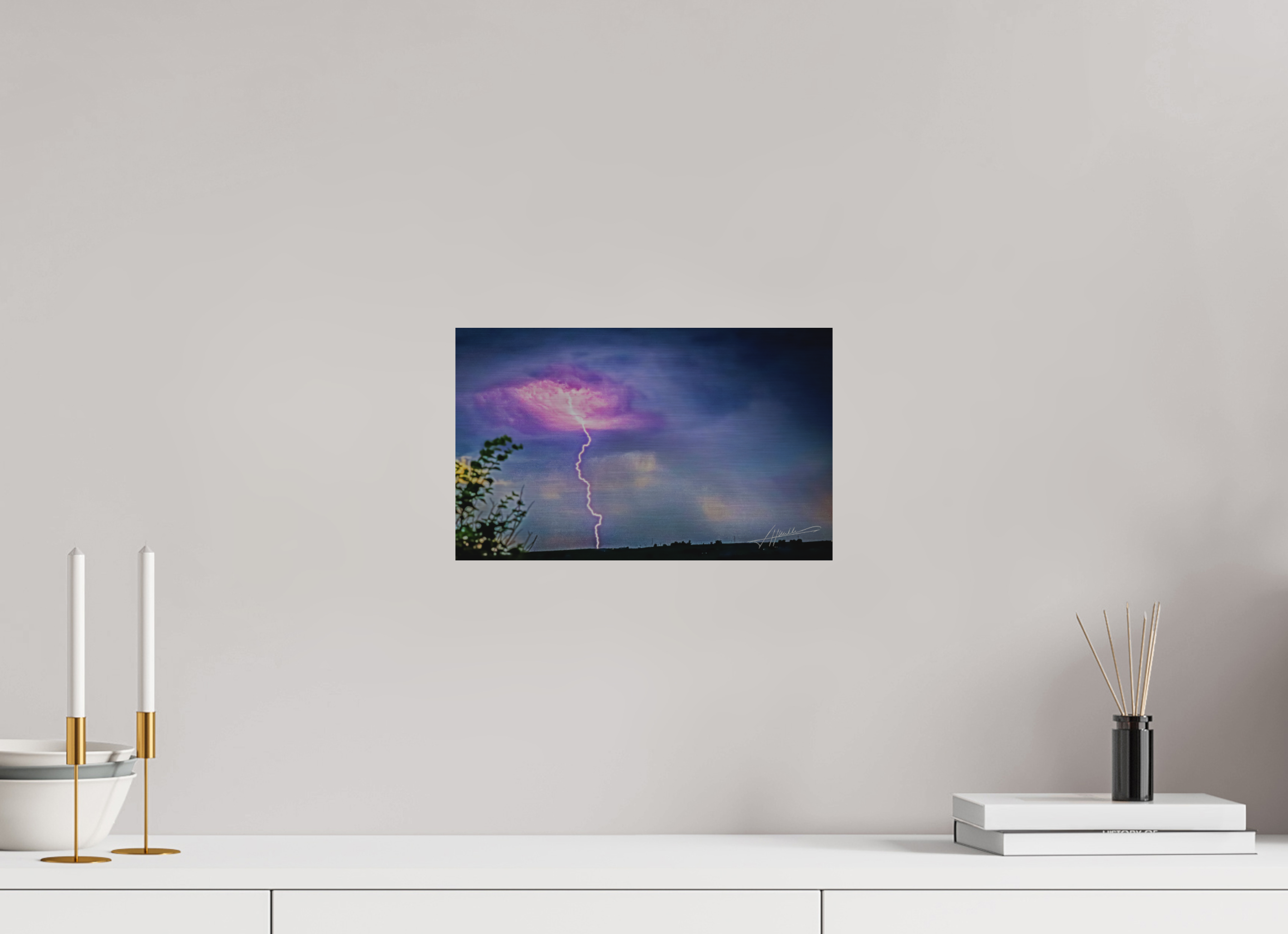 13 x 8″, Direct Brushed Aluminum Lightning Strike