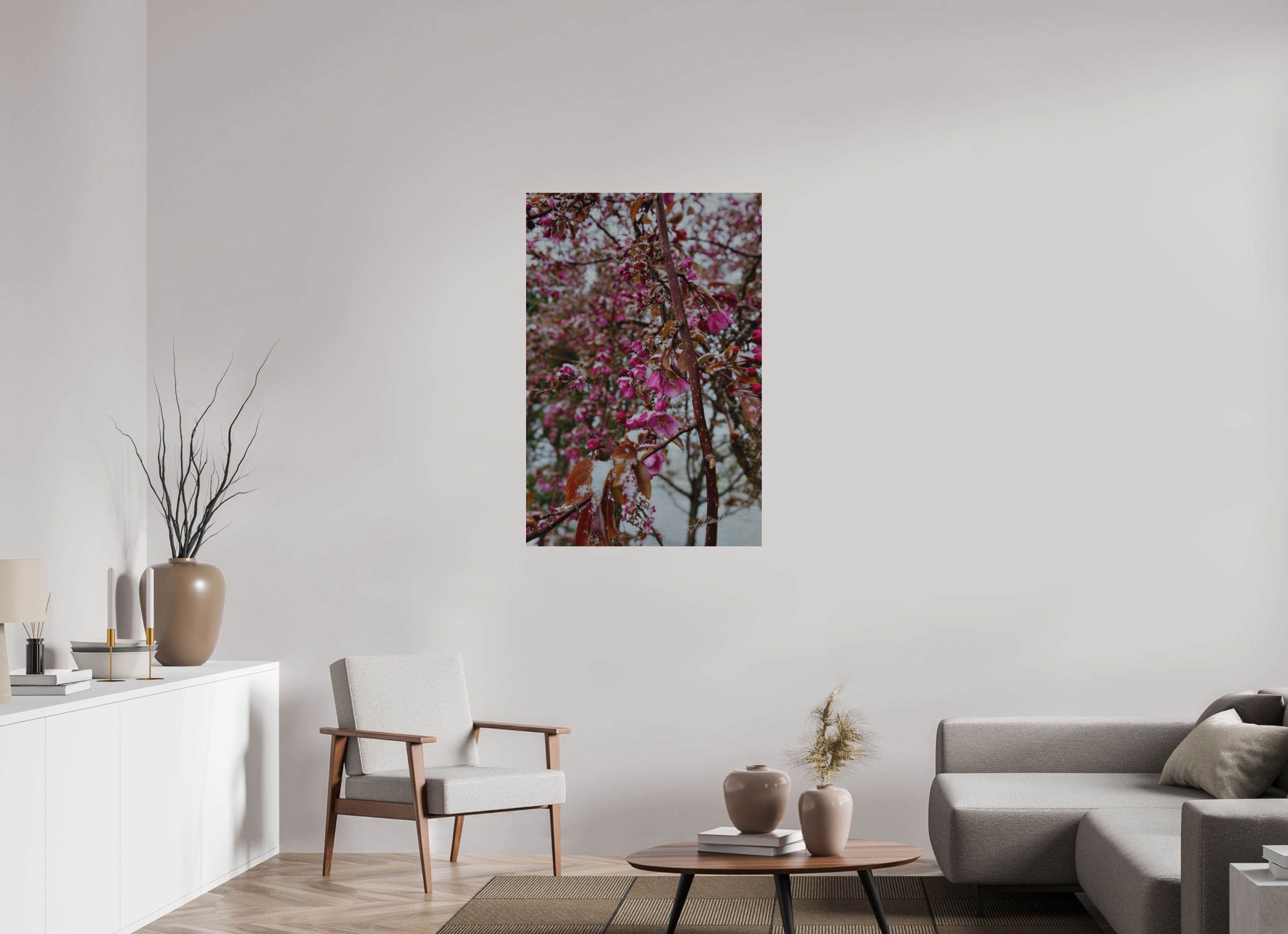 30 x 45″, Direct Brushed Aluminum Late Spring Snow