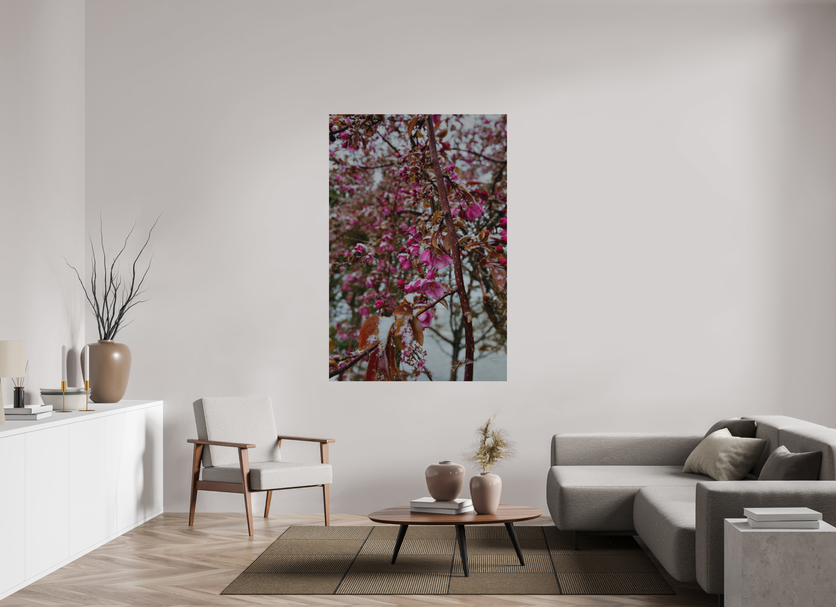 44 x 66″, Direct Brushed Aluminum Late Spring Snow