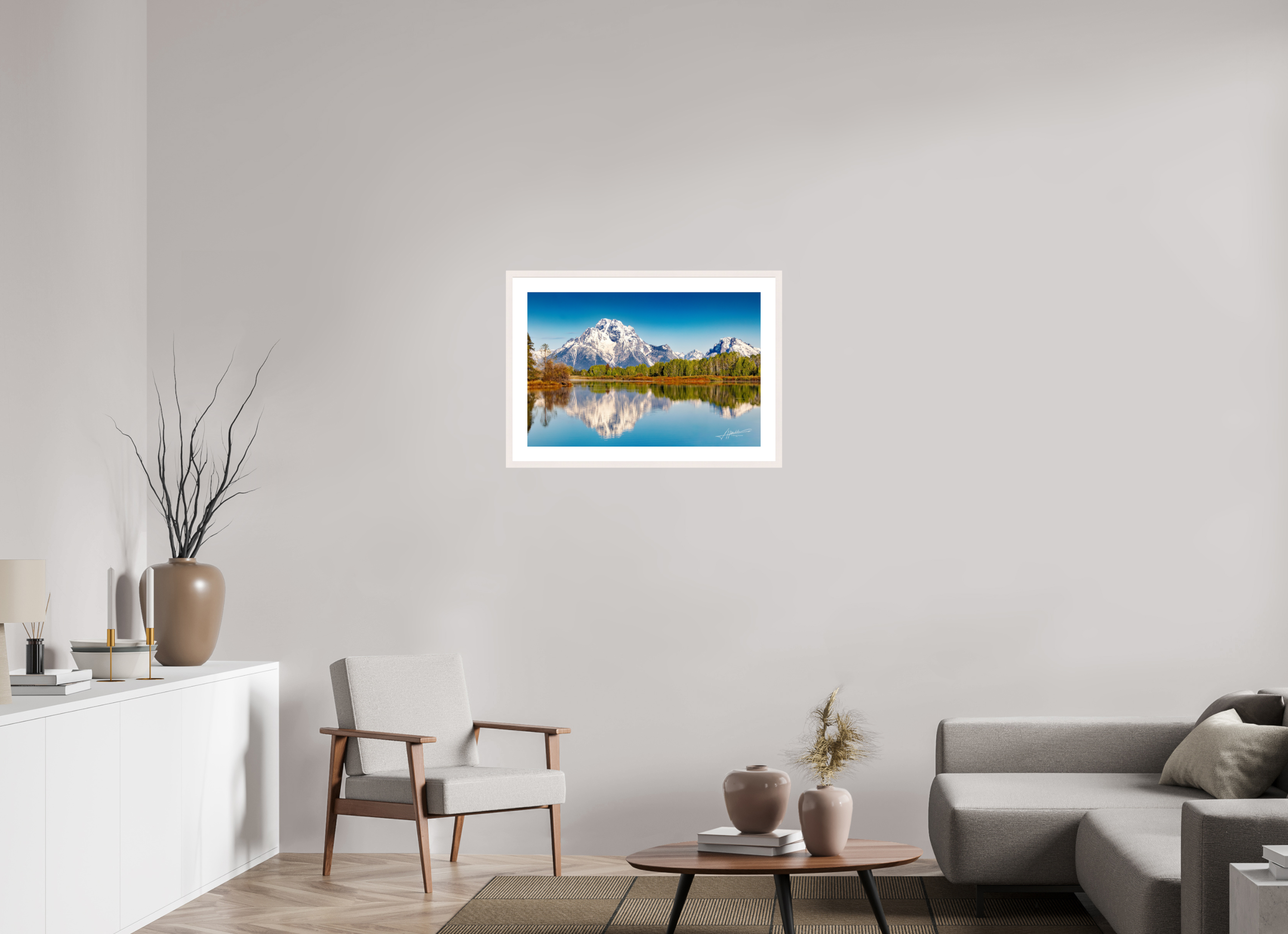 30 x 20″, Solid Wood Frame with Passe-partout Serene Reflection