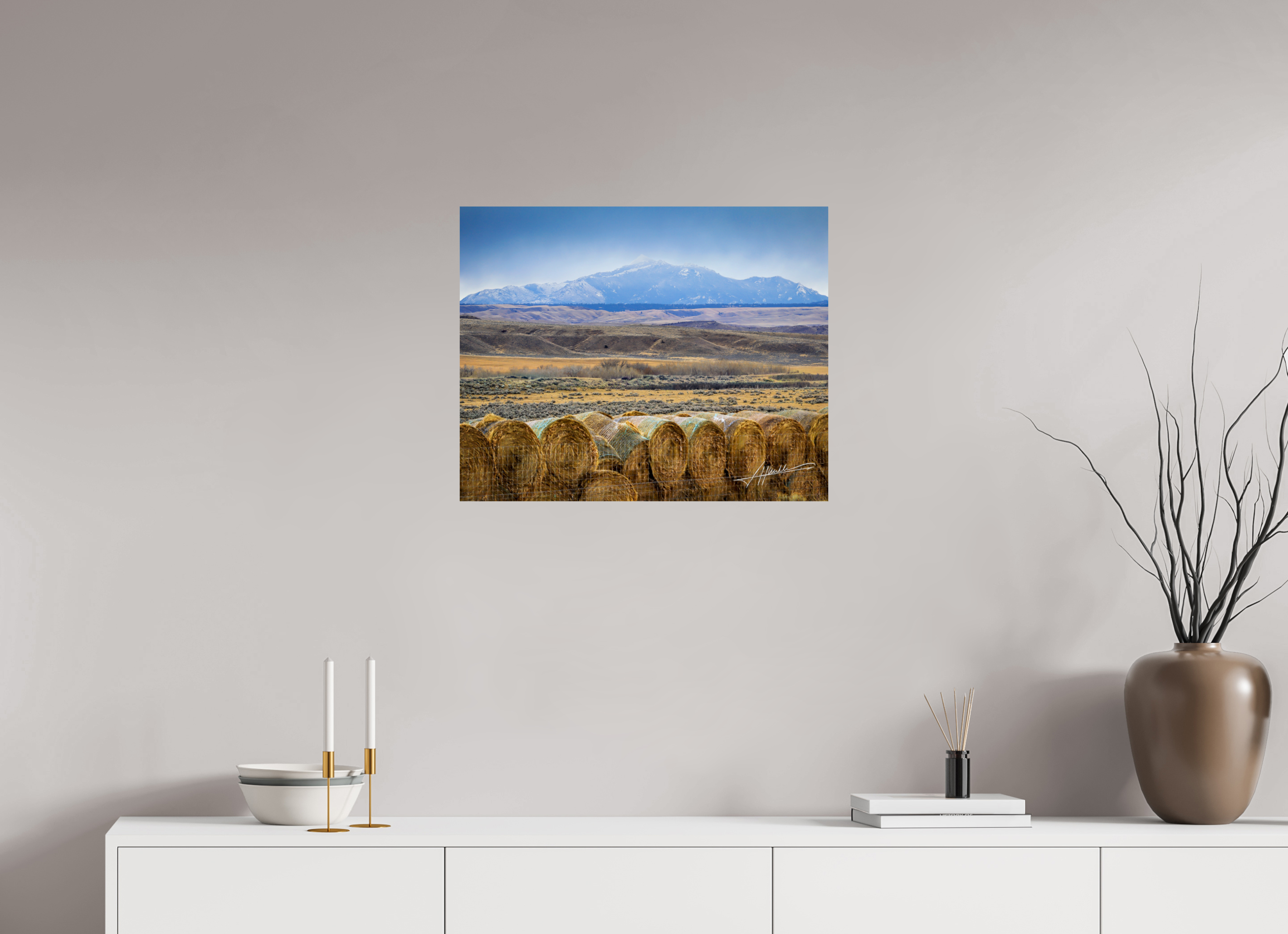25 x 20″, Photo Print On Fuji Crystal DP II Hay Bales on the Prairie