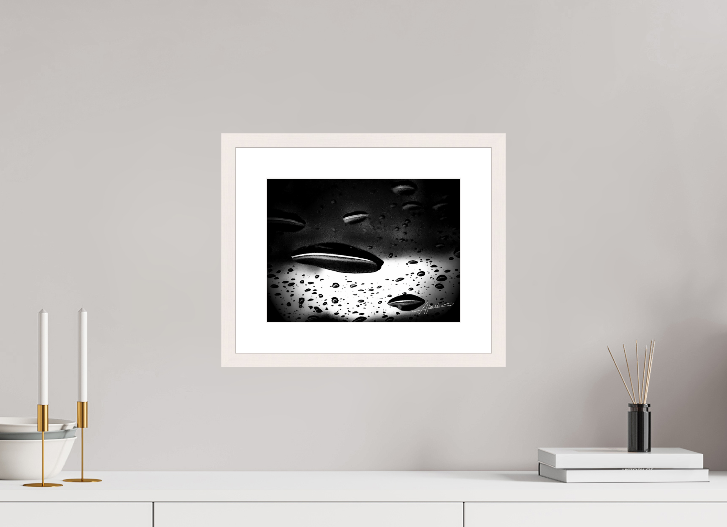 12 x 9″, Solid Wood Frame with Passe-partout Collection of Water