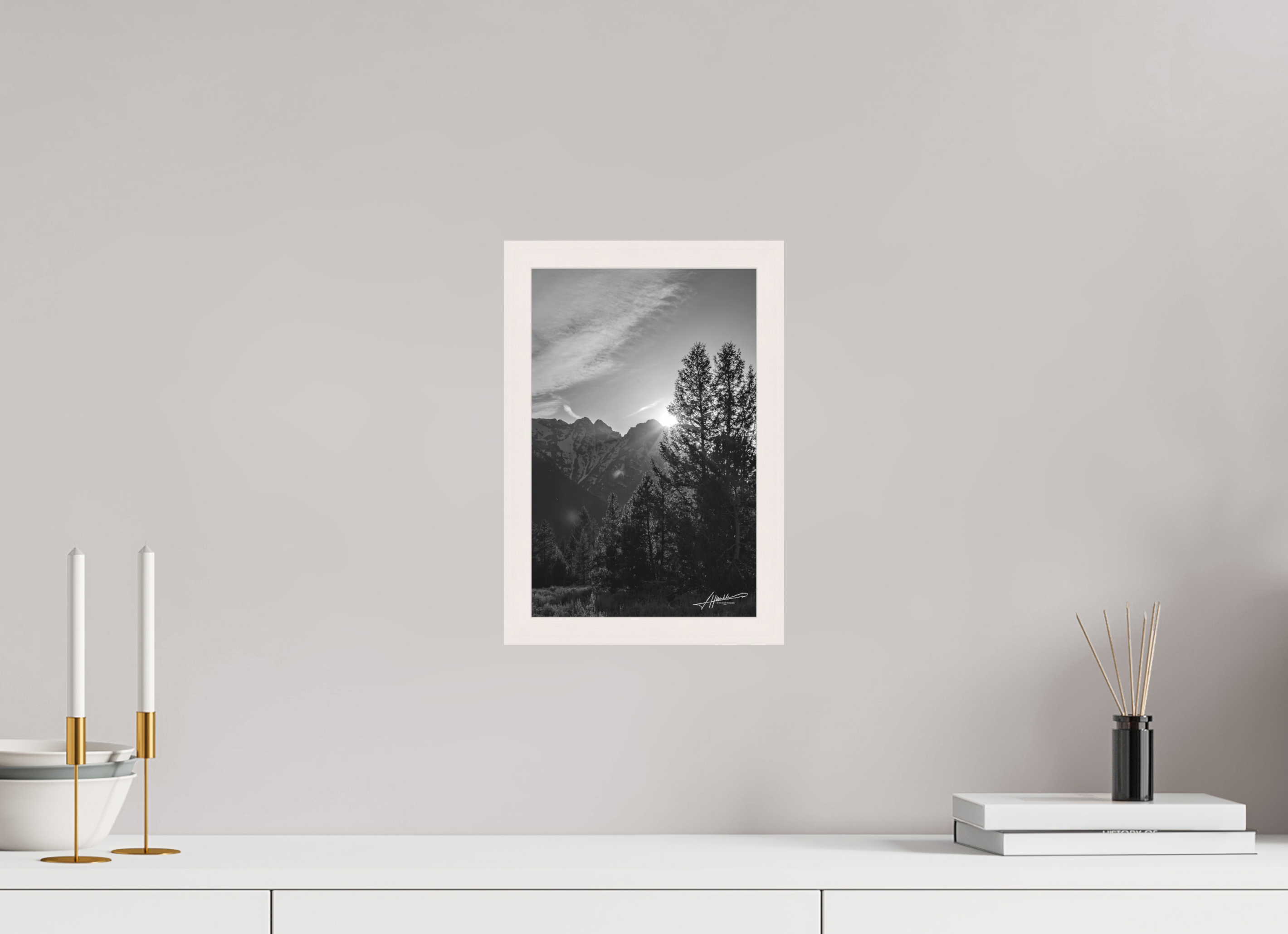 8 x 12″, Shadow Box Frame B/W Peaks