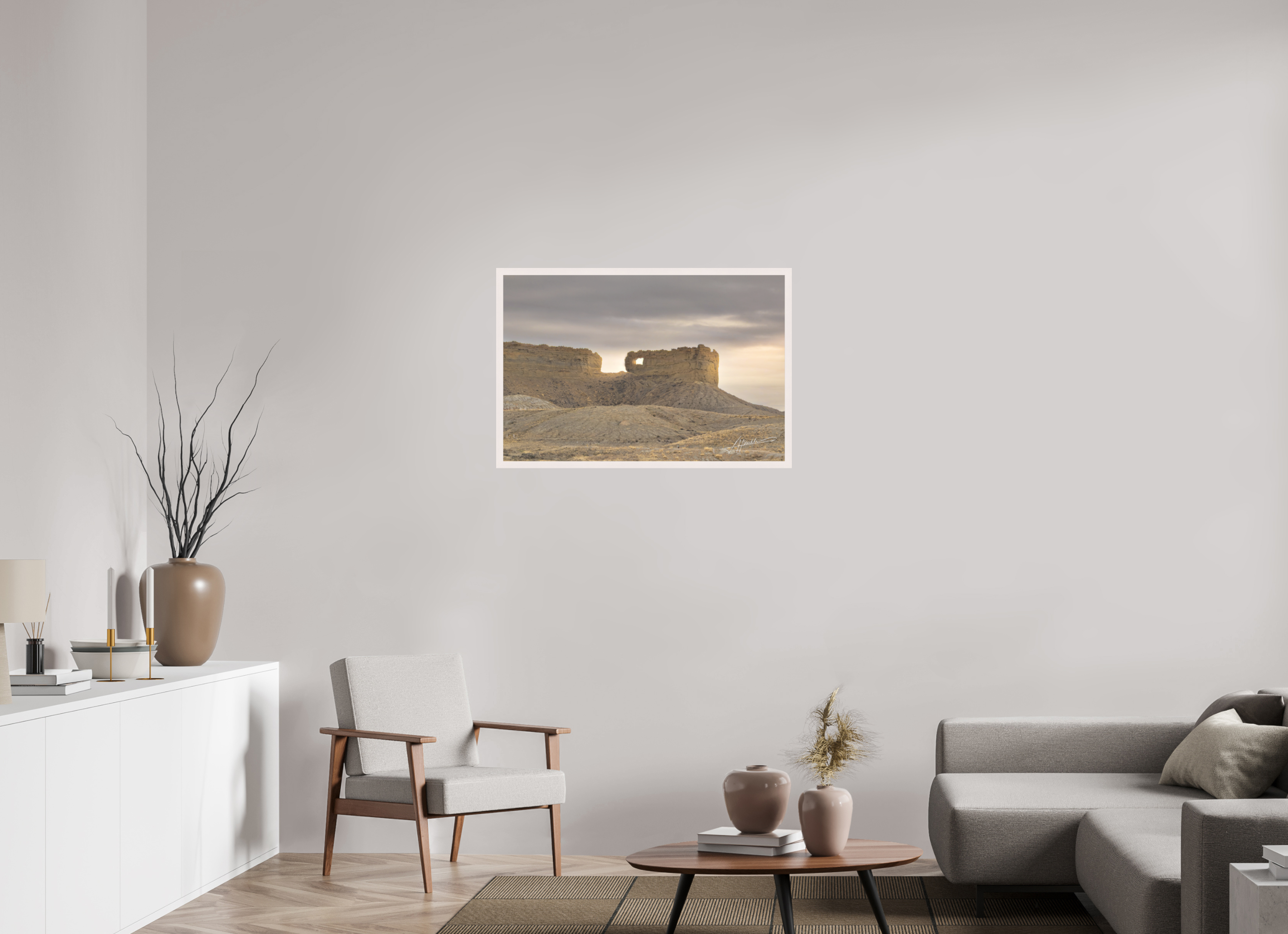 36 x 24″, Shadow Box Frame Sun on the Buttes