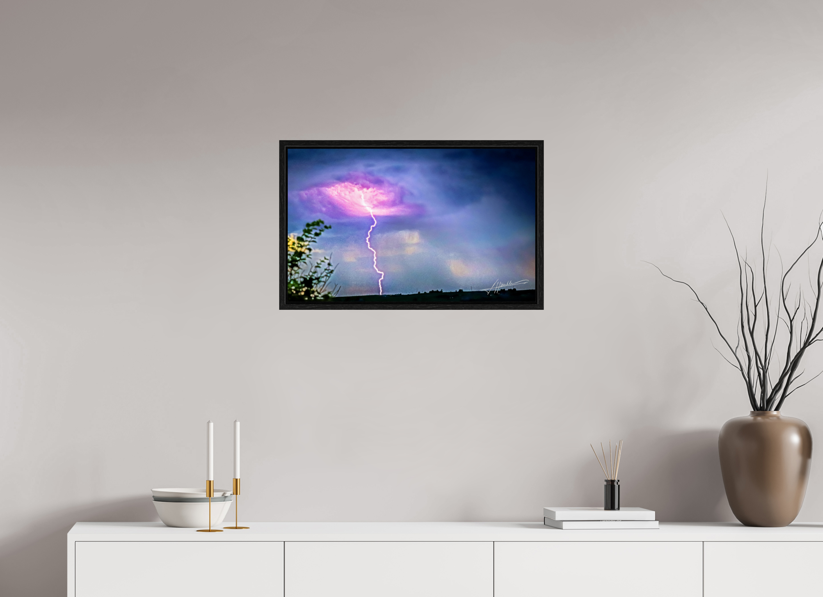 25.9 x 16″, Floater Frame Lightning Strike