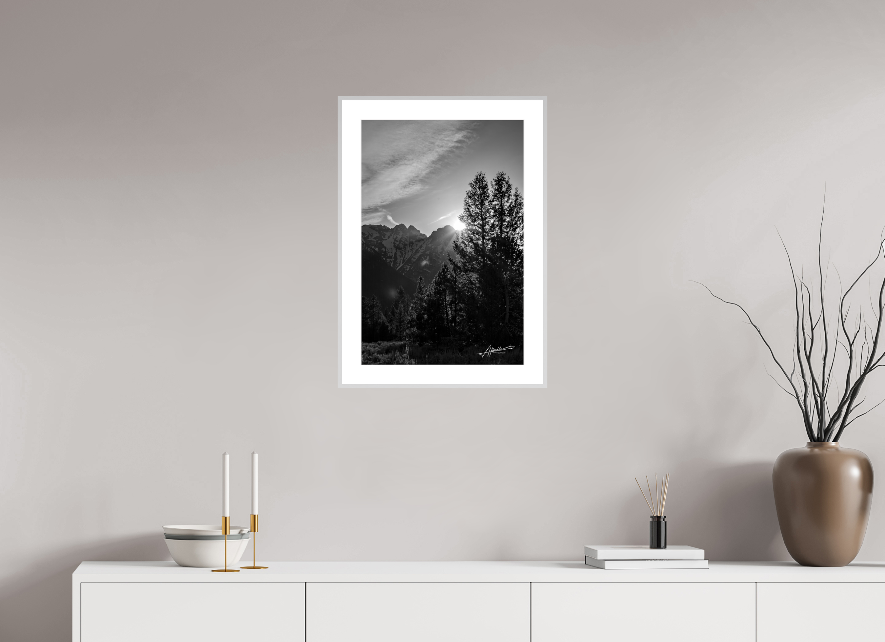 16 x 24″, Changeable Magnetic Frame B/W Peaks