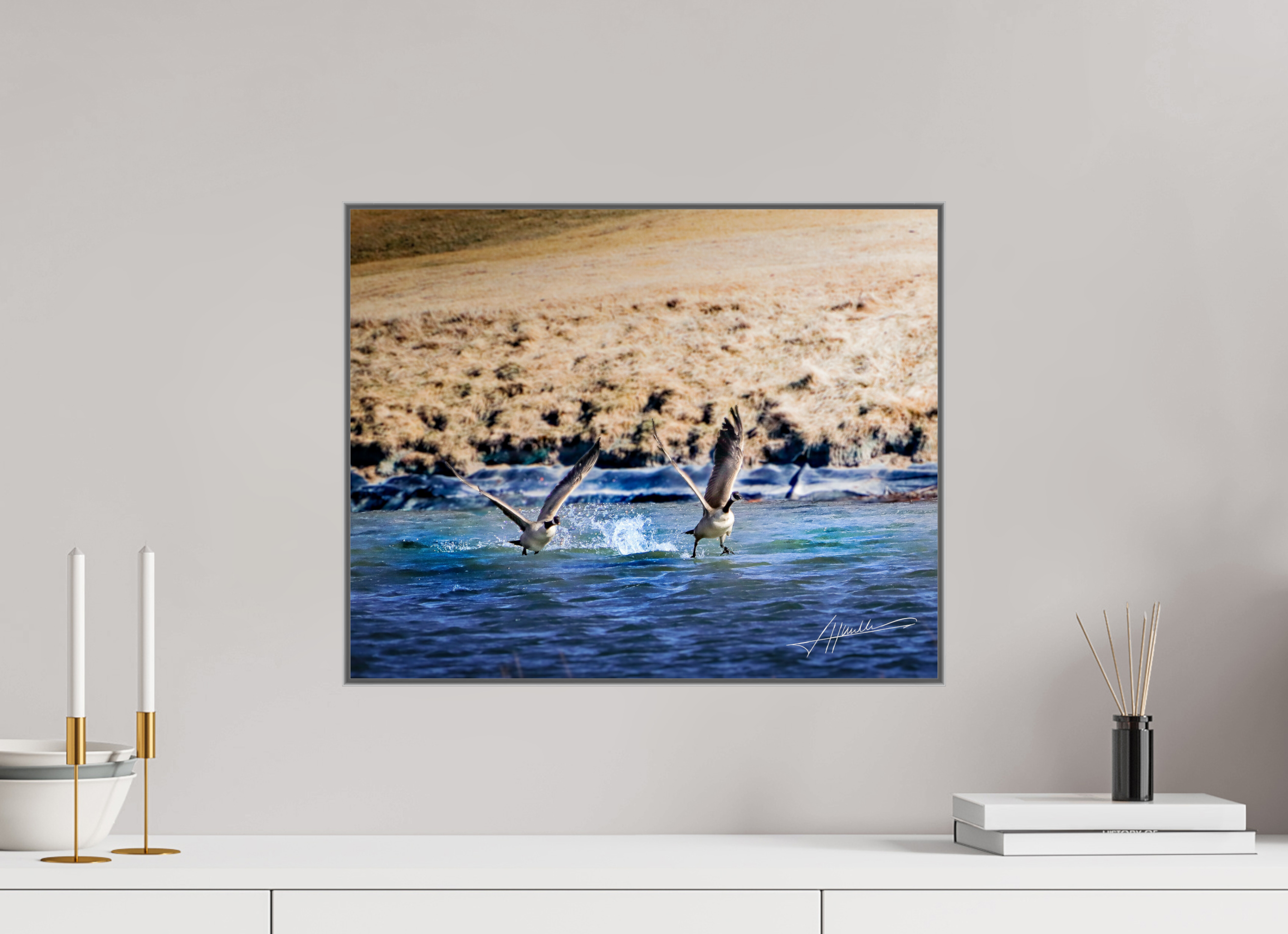 20 x 16″, Aluminum ArtBox Geese Taking Flight
