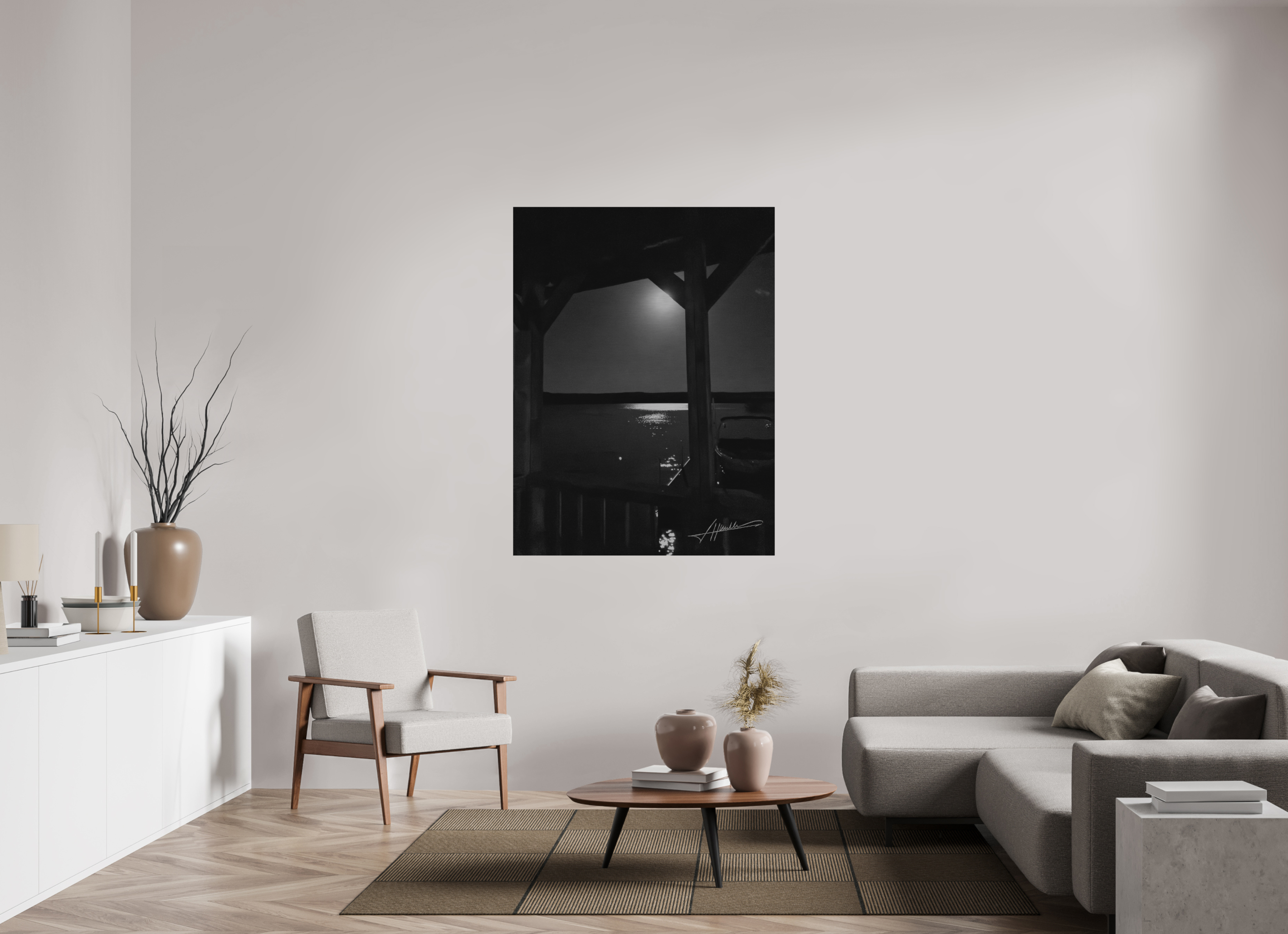 42 x 56″, Direct Brushed Aluminum A Night on the Water
