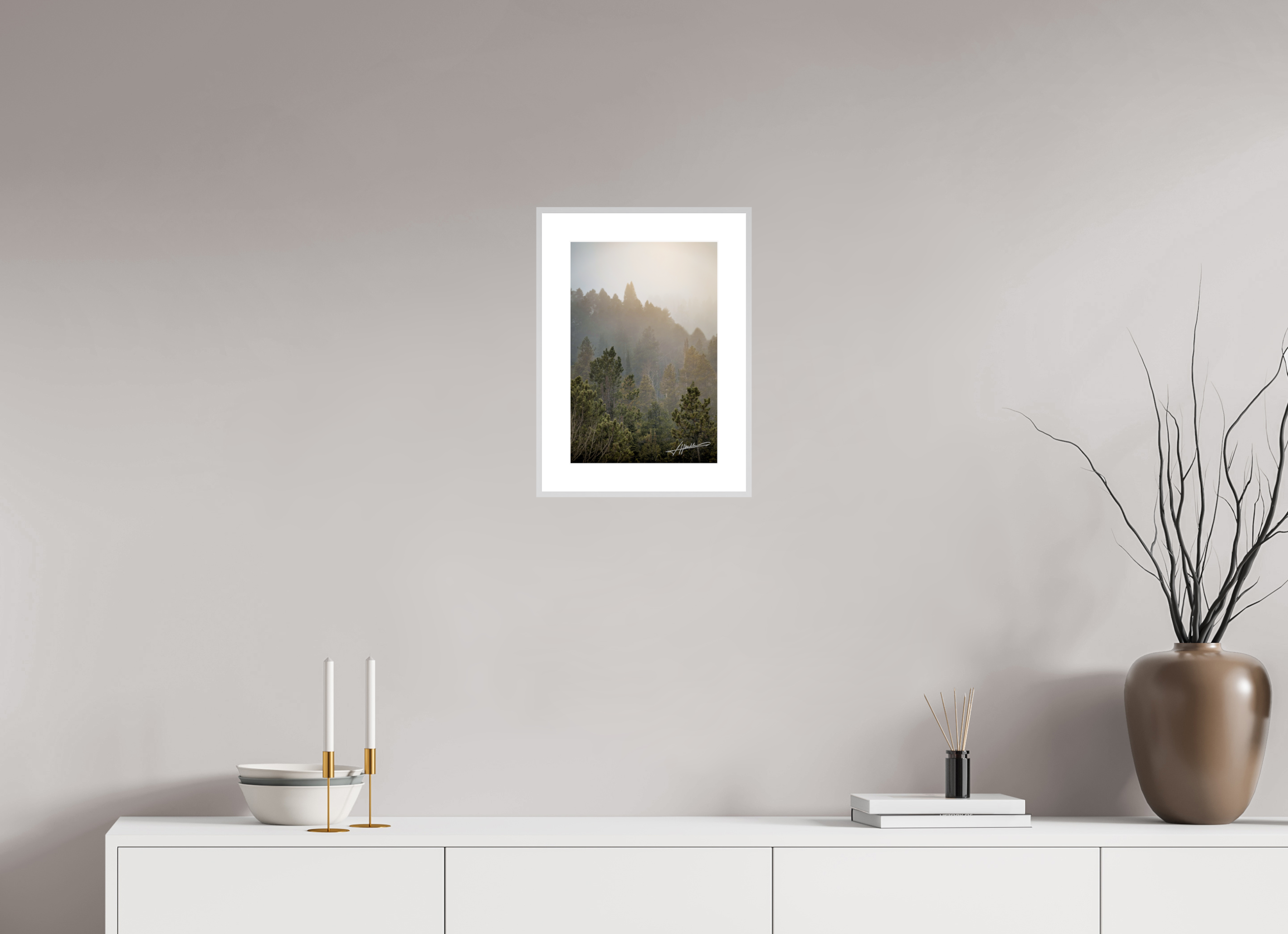 10 x 15″, Changeable Magnetic Frame Glowing Mountain Fog