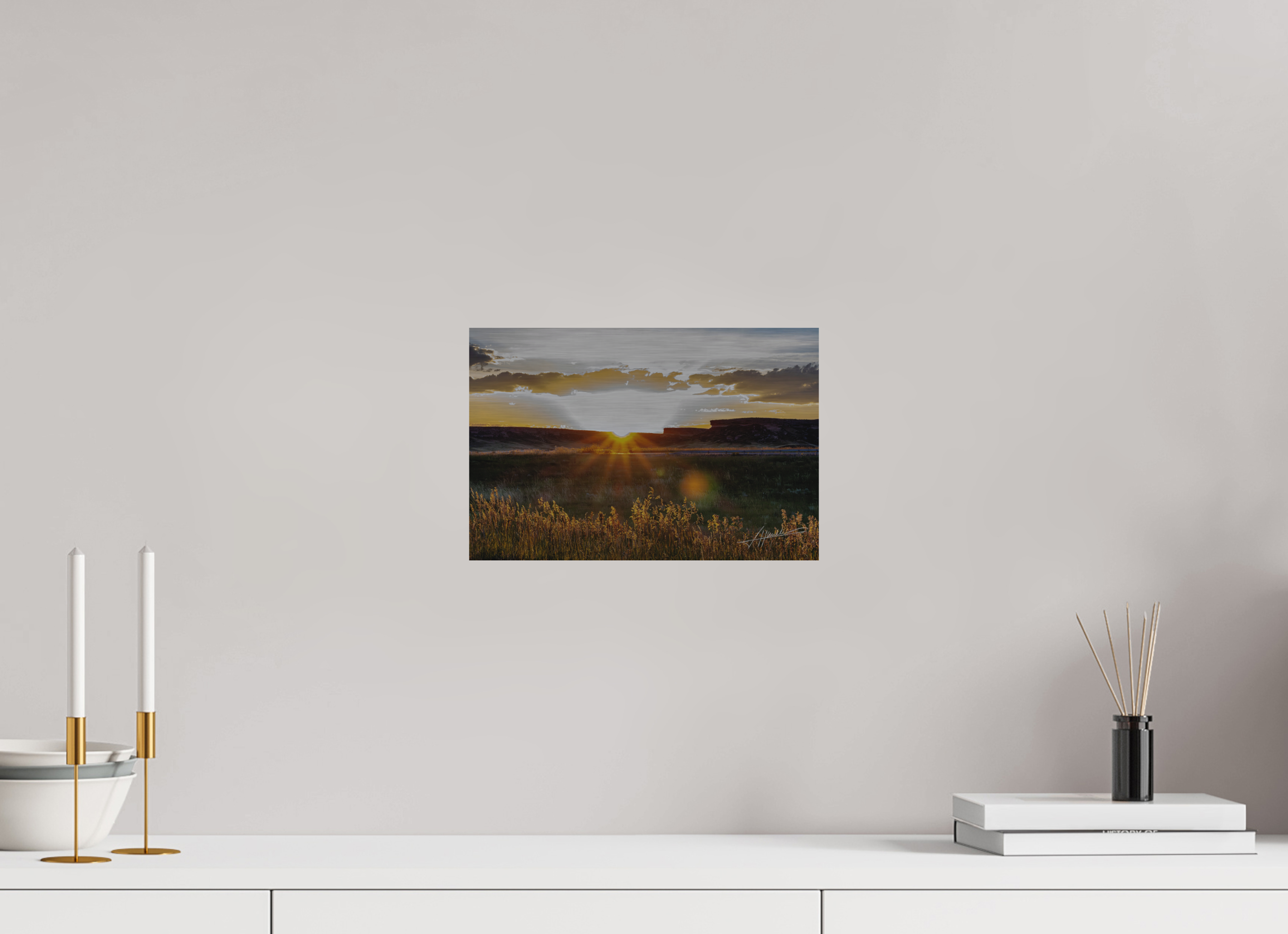12 x 8″, Direct Brushed Aluminum Sunrise on the Planes