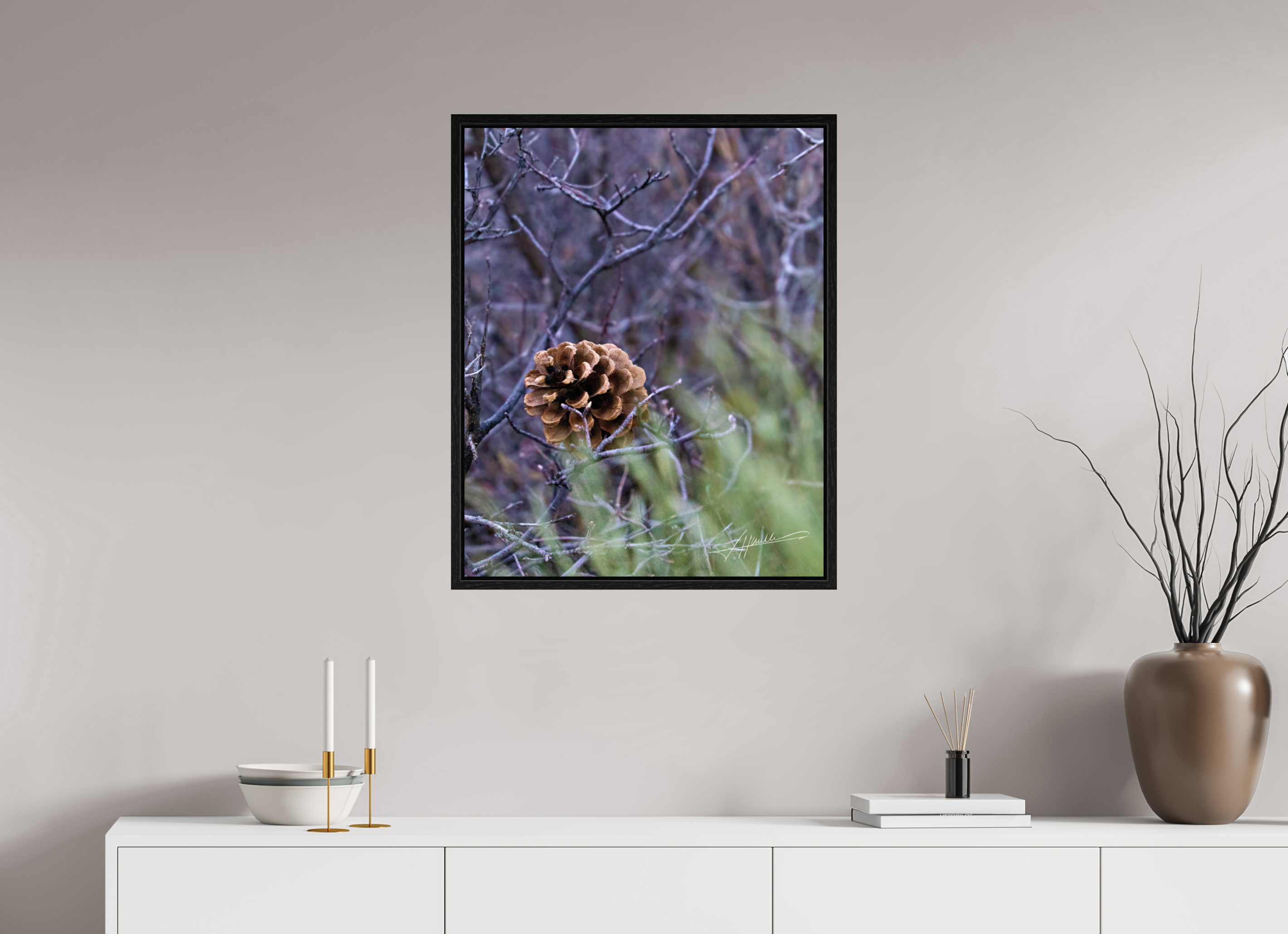24 x 30″, Floater Frame Mountain Pinecone