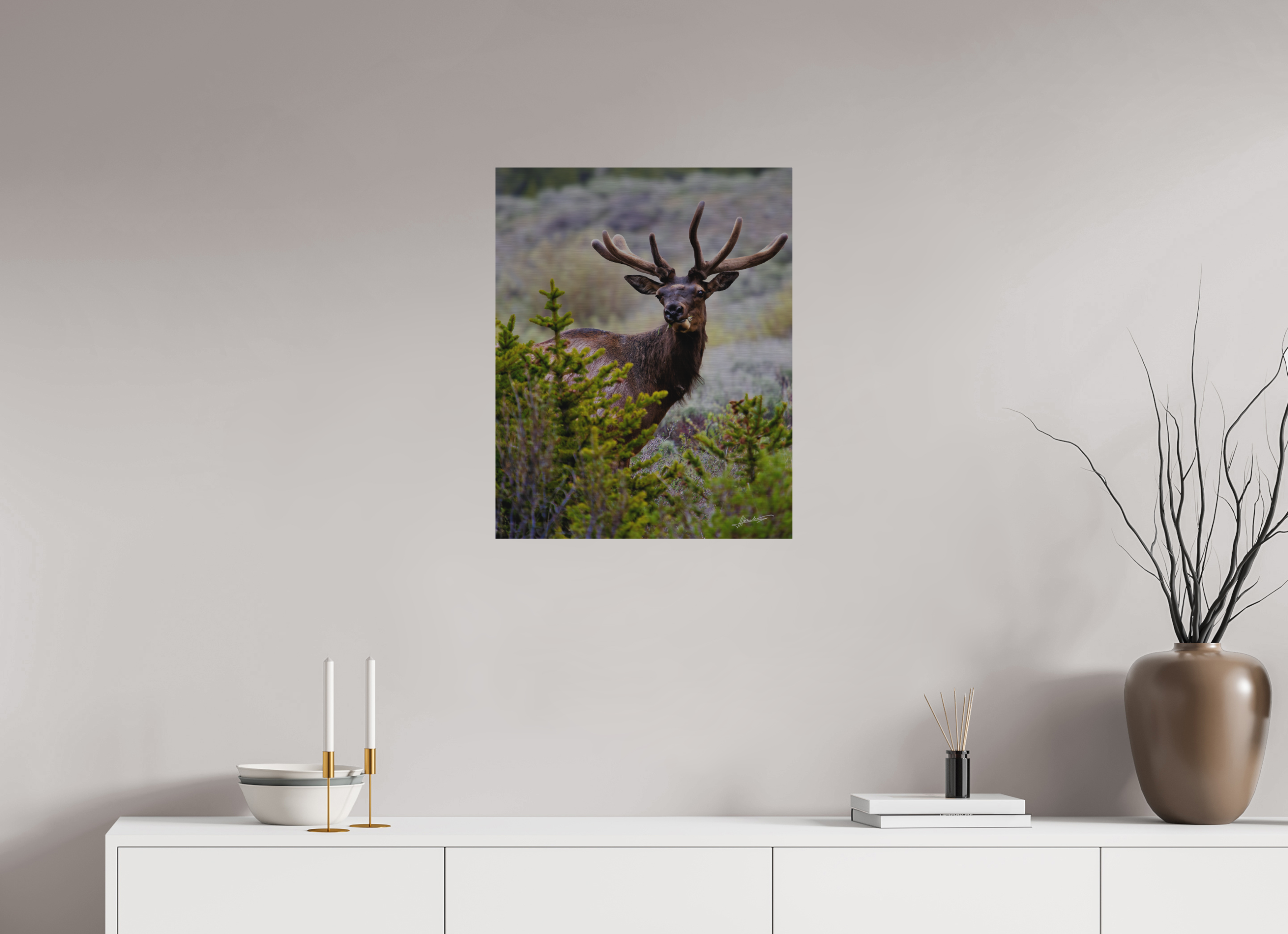 20 x 25″, Direct Brushed Aluminum Velvet Bull