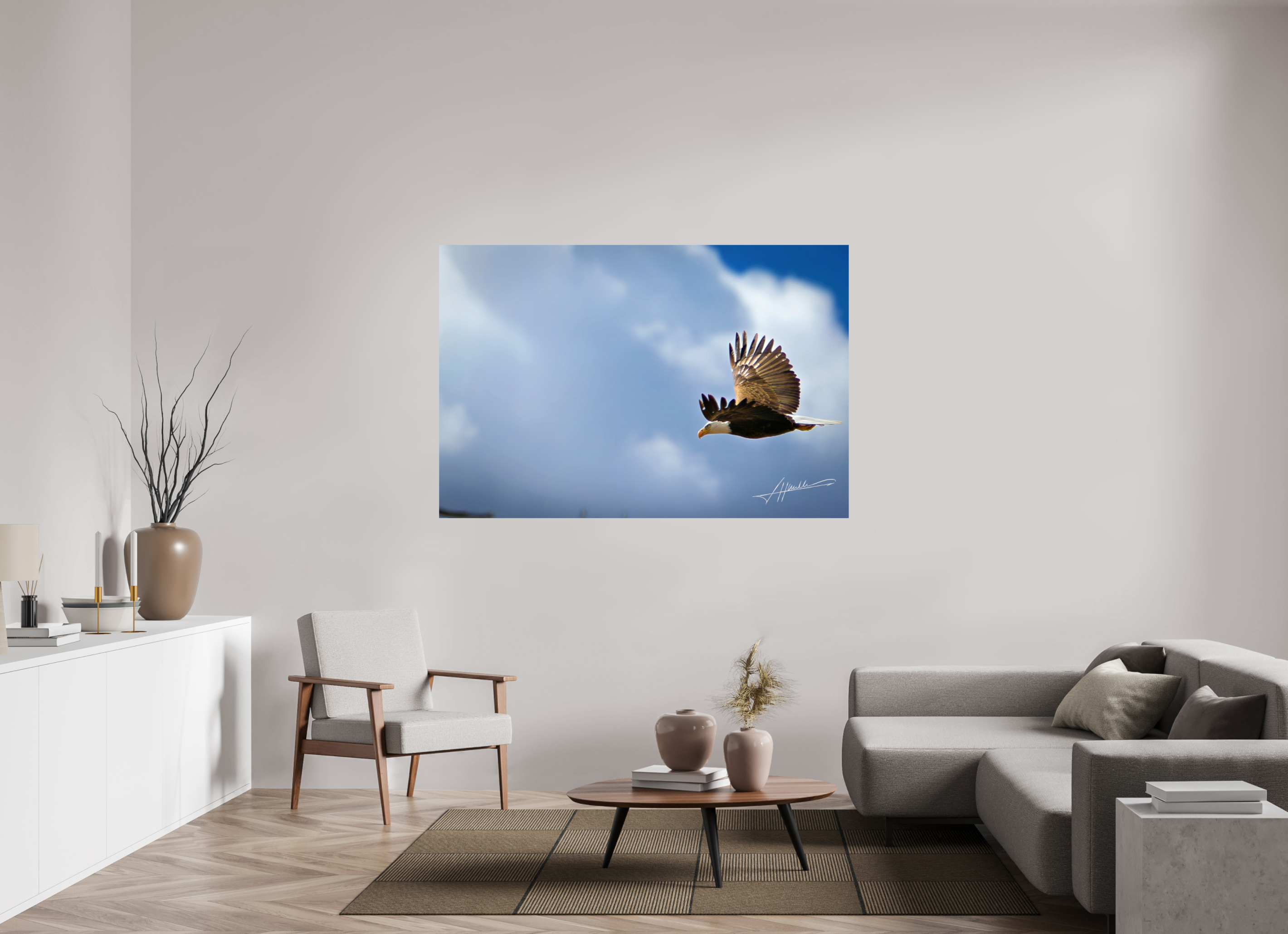66 x 44″, Photo Print On Fuji Crystal DP II Bald Eagle Flying